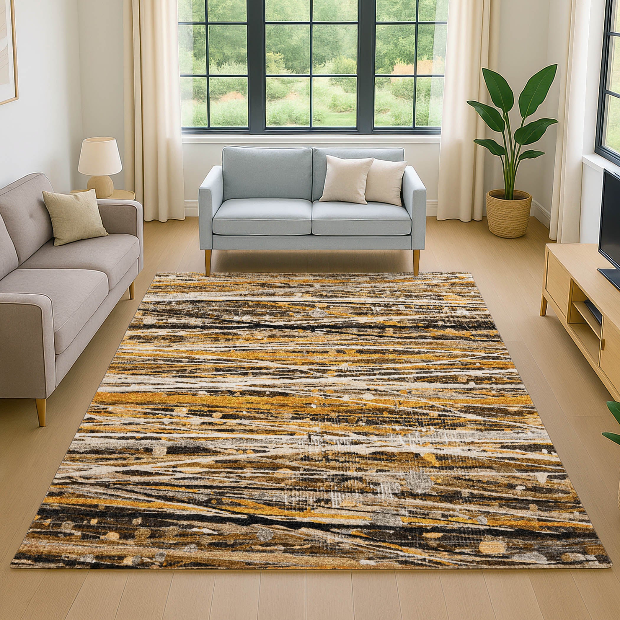 Cusco Machine Washable Transitional Copper Orange Rug 2'6" x 3'10" #shape_Rectangle