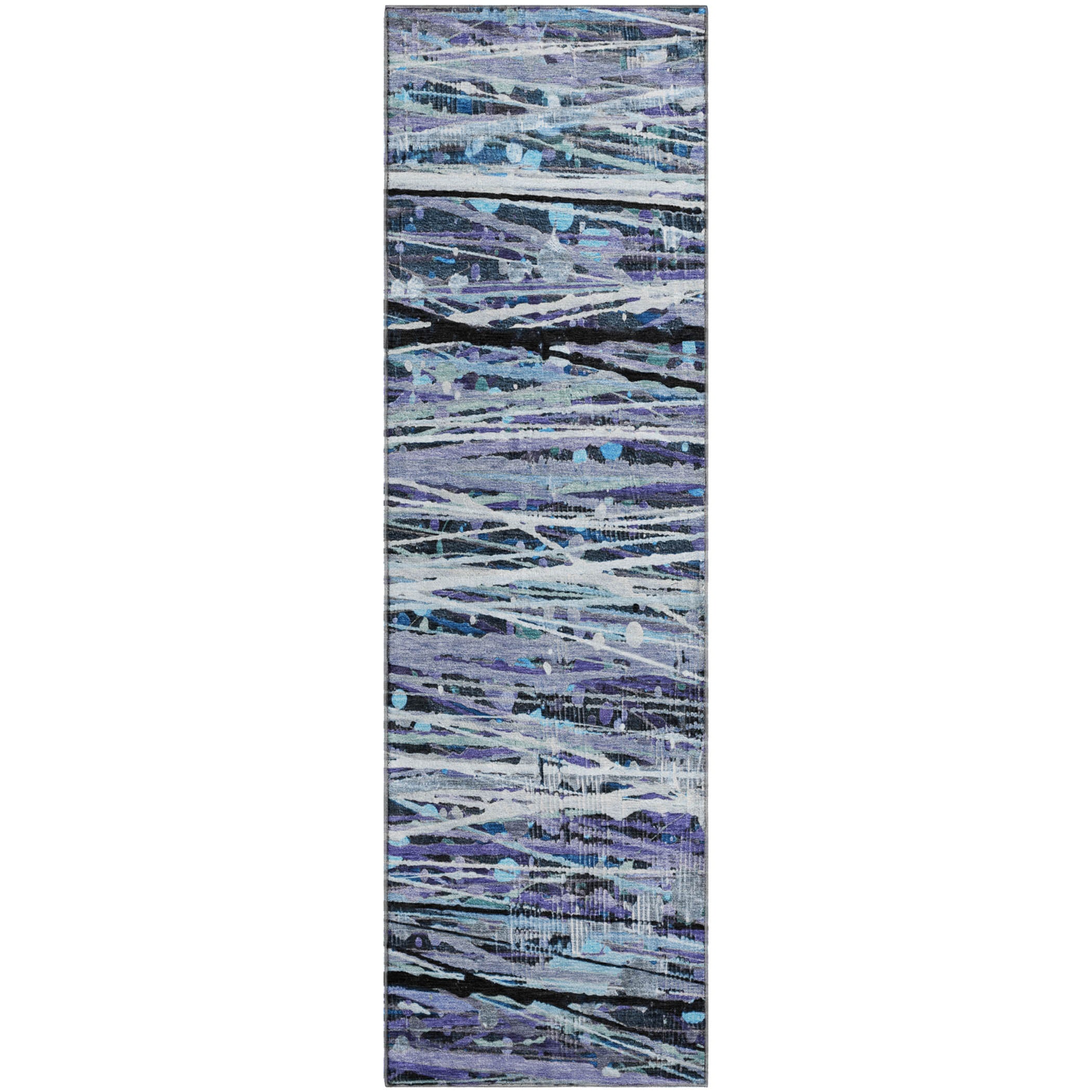 Cusco Machine Washable Transitional Purple Rug 2'3" x 7'6" #shape_Runner