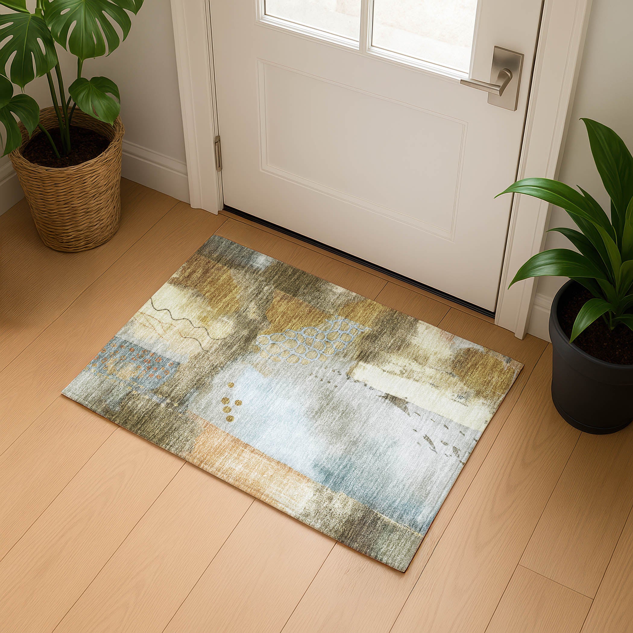 Cusco Machine Washable Transitional Brown Rug 1'8" x 2'6" #shape_Rectangle