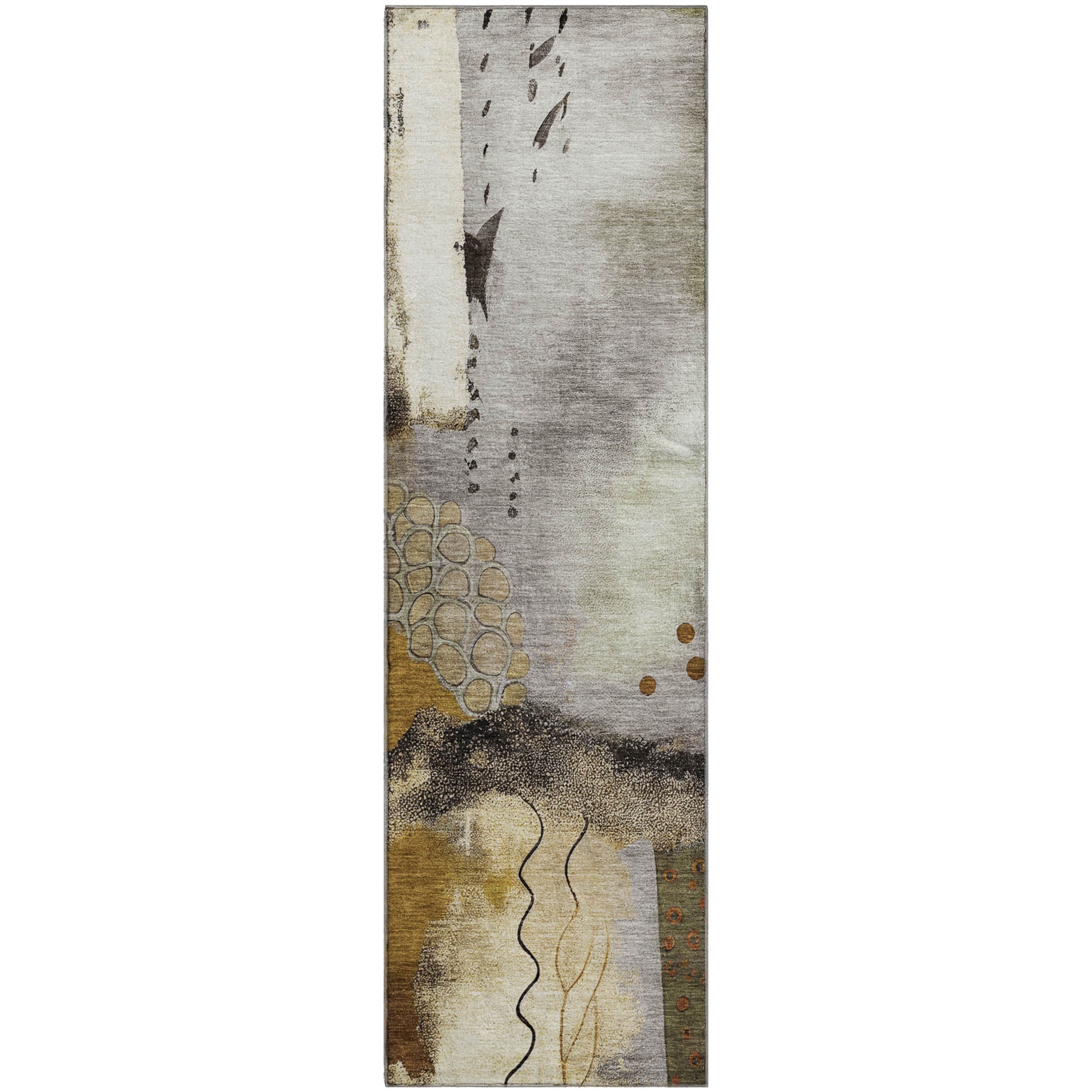 Cusco Machine Washable Transitional Chocolate Brown Rug 2'3" x 7'6" #shape_Runner