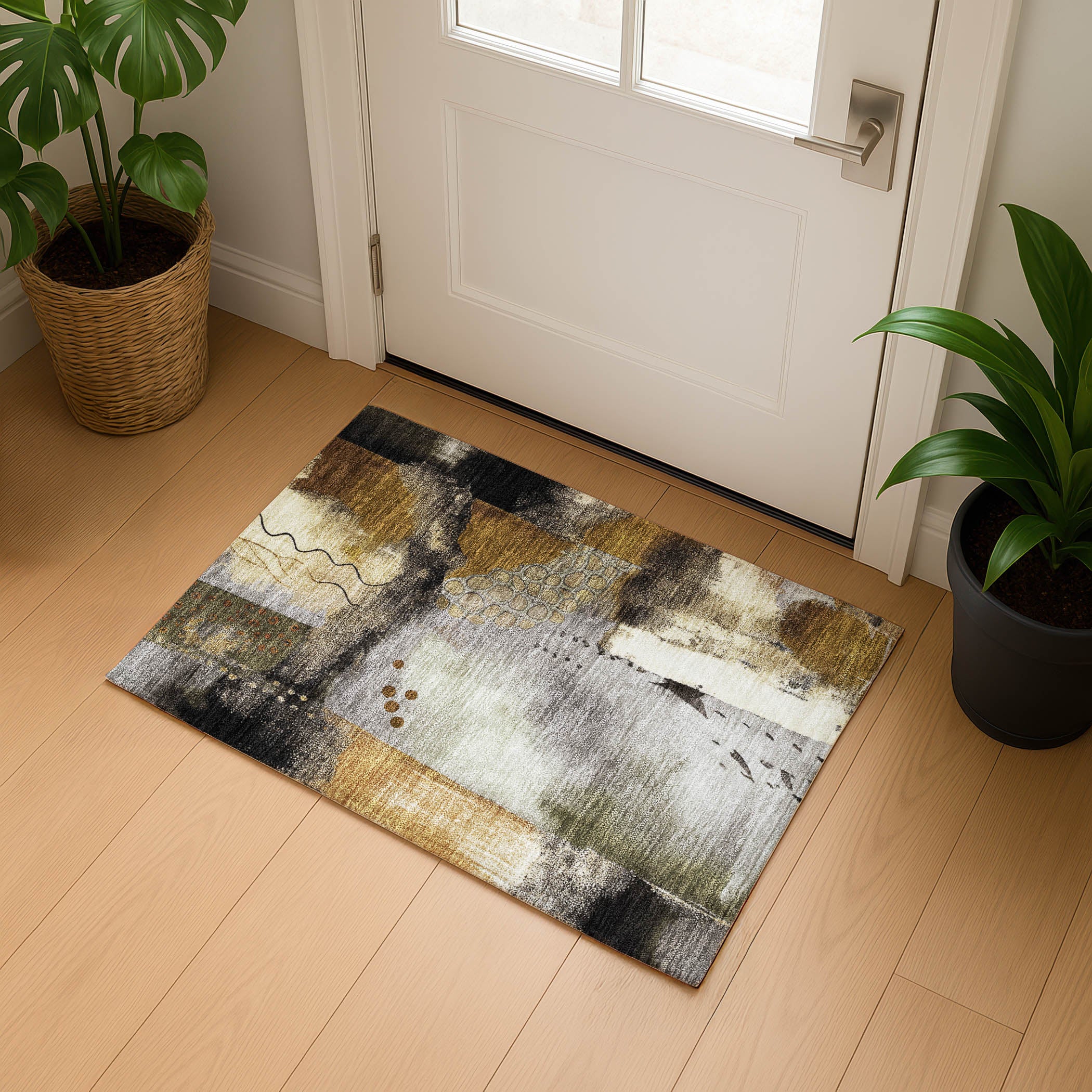 Cusco Machine Washable Transitional Chocolate Brown Rug 1'8" x 2'6" #shape_Rectangle