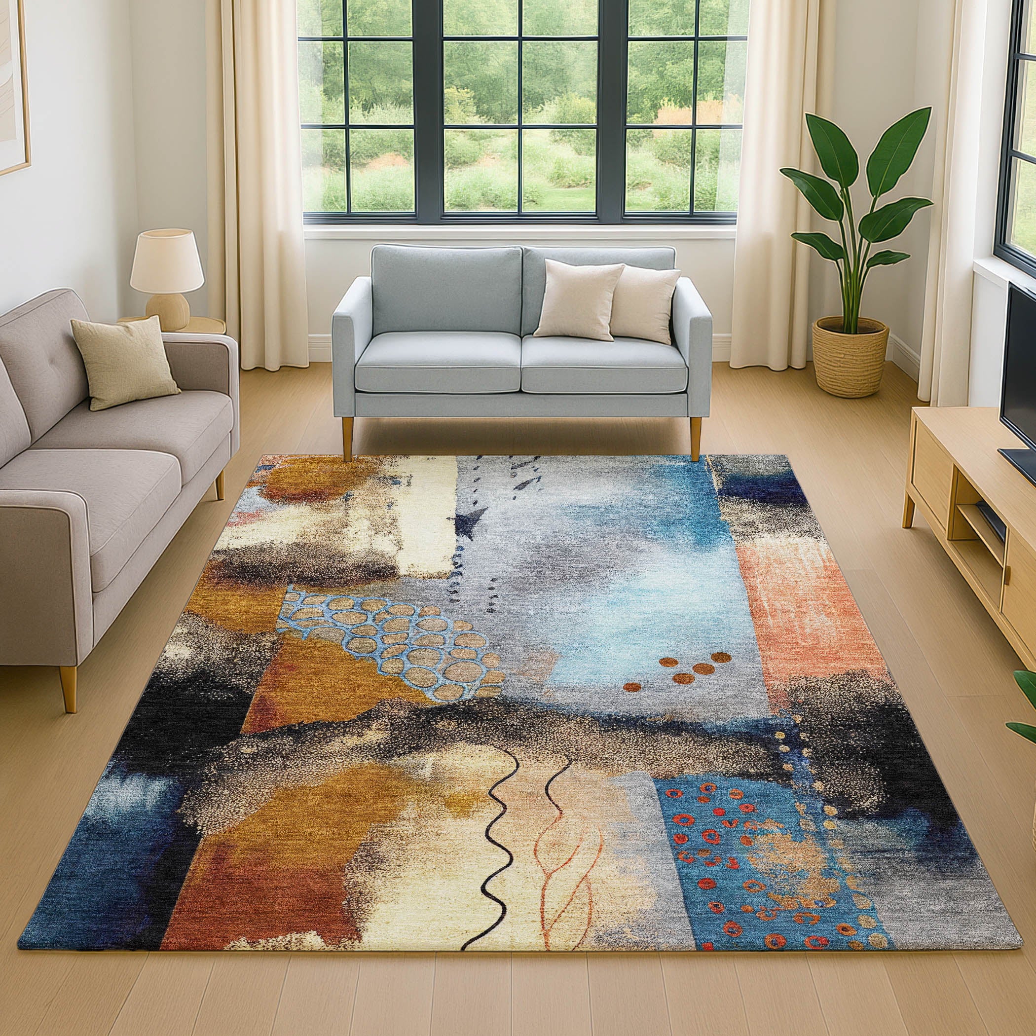 Cusco Machine Washable Transitional Copper Orange Rug 2'6" x 3'10" #shape_Rectangle
