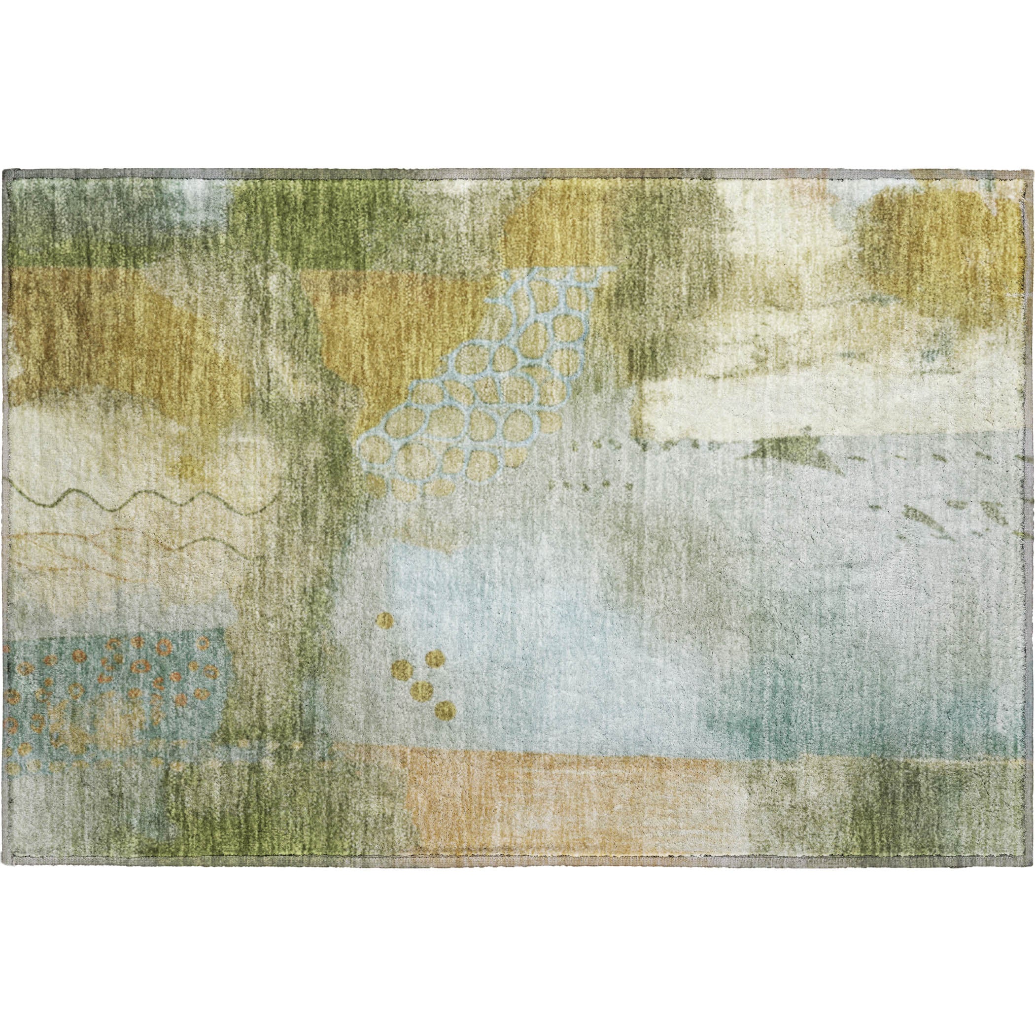 Cusco Machine Washable Transitional Green Rug 1'8" x 2'6" #shape_Rectangle