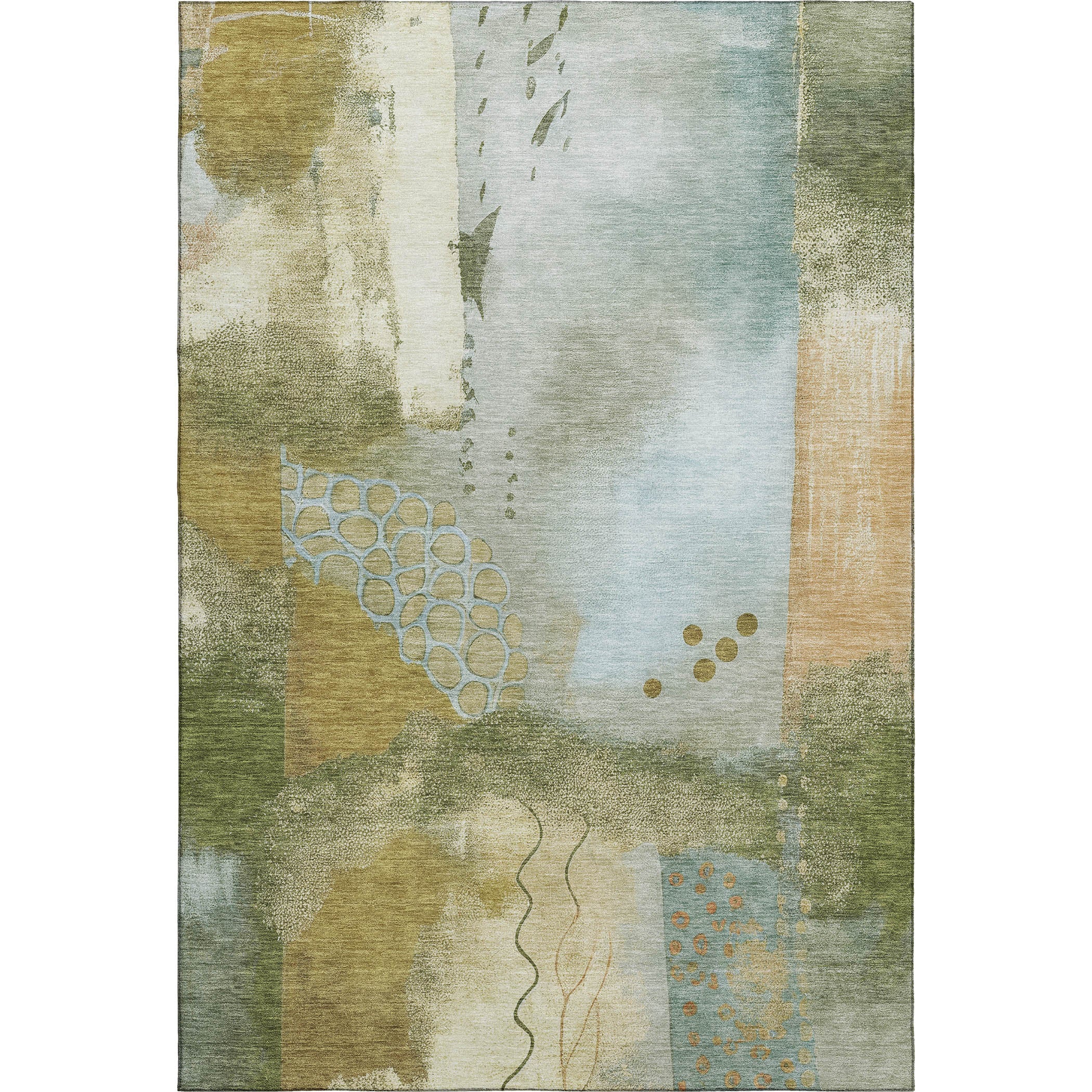 Cusco Machine Washable Transitional Green Rug 2'6" x 3'10" #shape_Rectangle