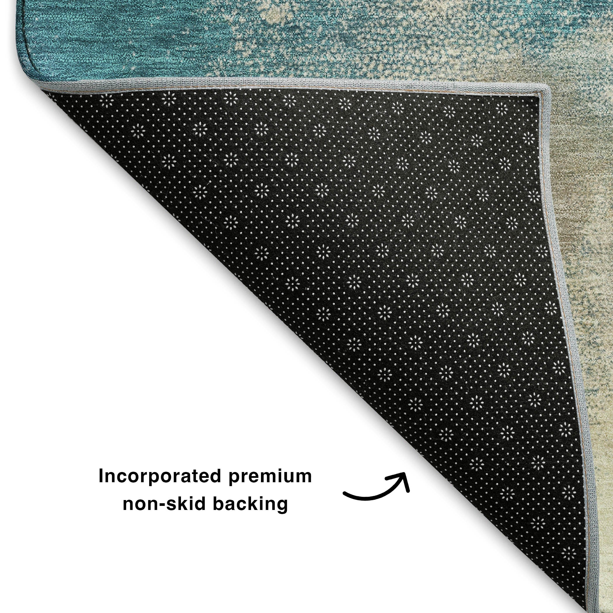 Cusco Machine Washable Transitional Teal Rug 1'8" x 2'6" #shape_Rectangle