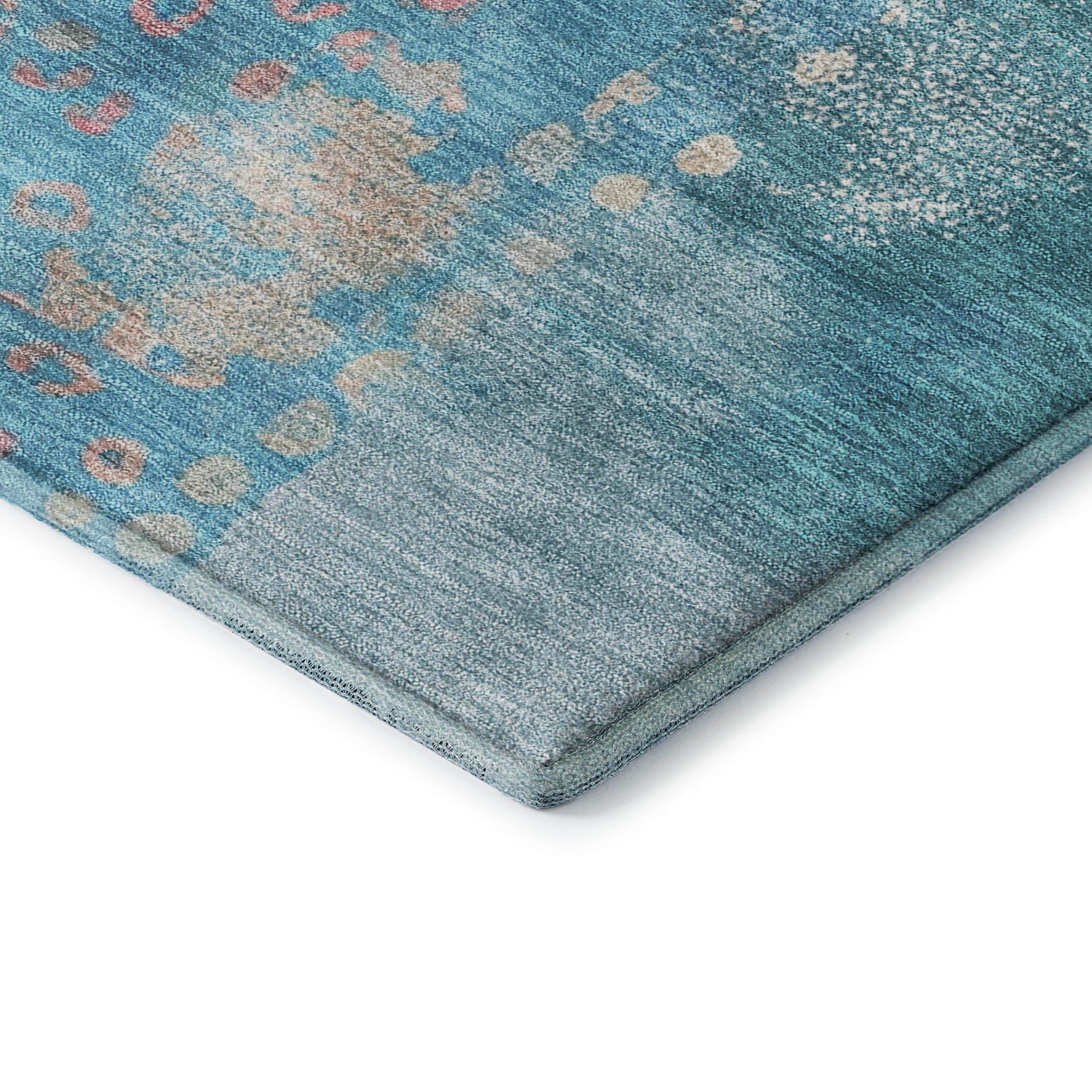 Cusco Machine Washable Transitional Teal Rug 1'8" x 2'6" #shape_Rectangle