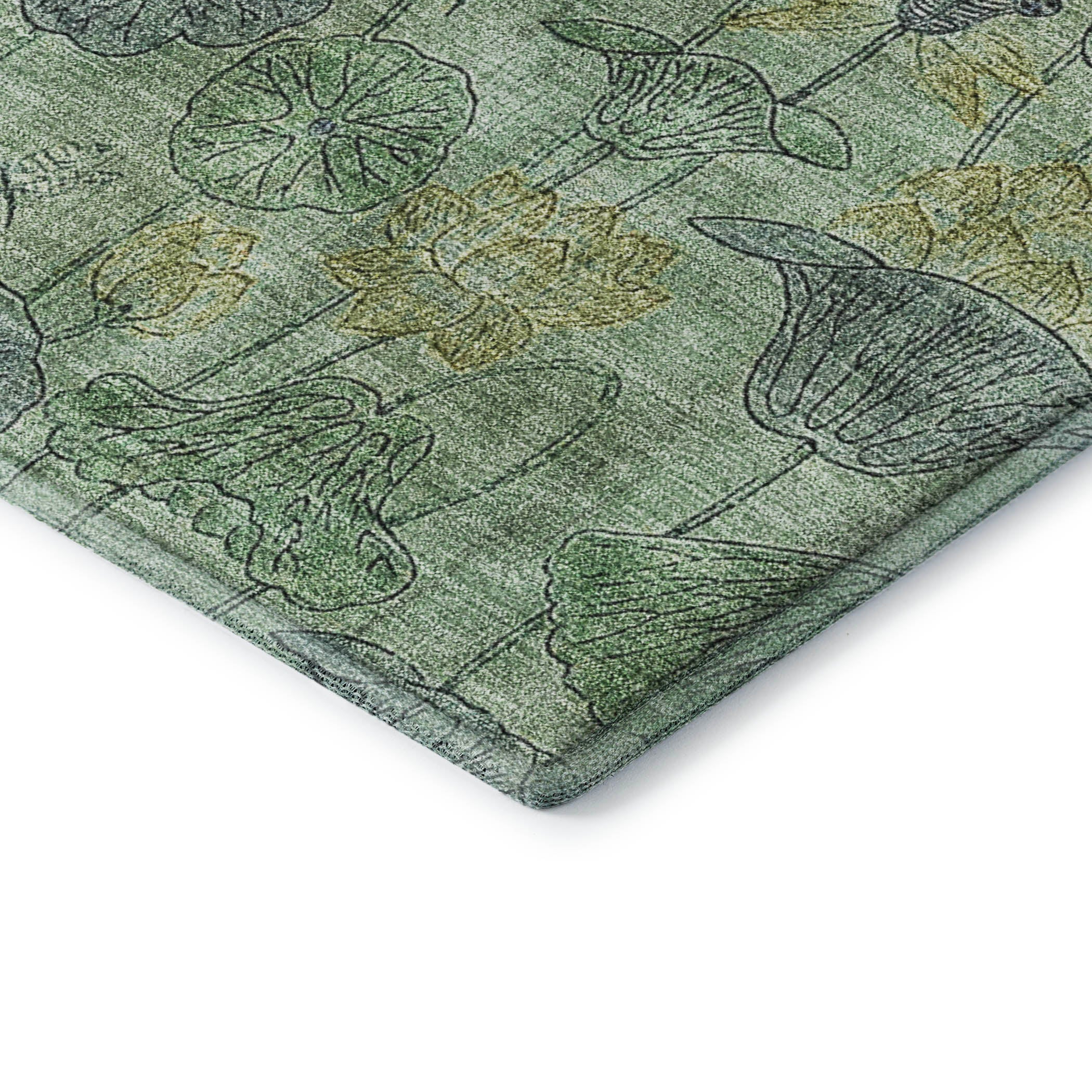 Sintra Machine Washable Transitional Aloe Green Rug 1'8" x 2'6" #shape_Rectangle