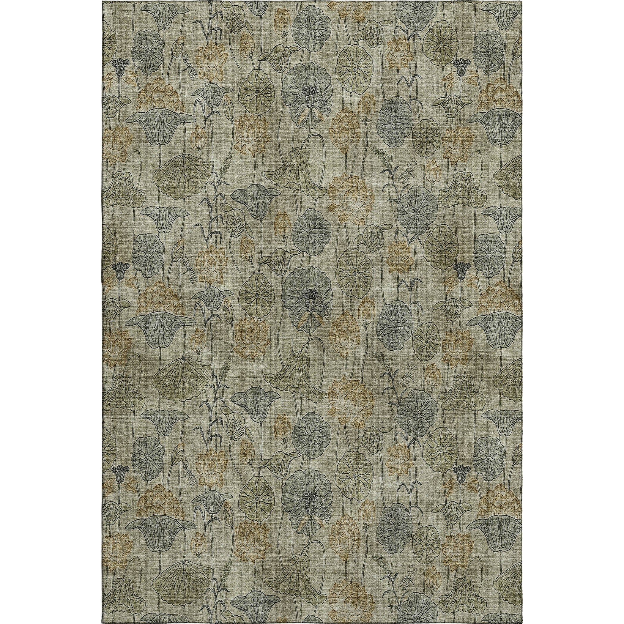 Sintra Machine Washable Transitional Khaki Brown Rug 2'6" x 3'10" #shape_Rectangle