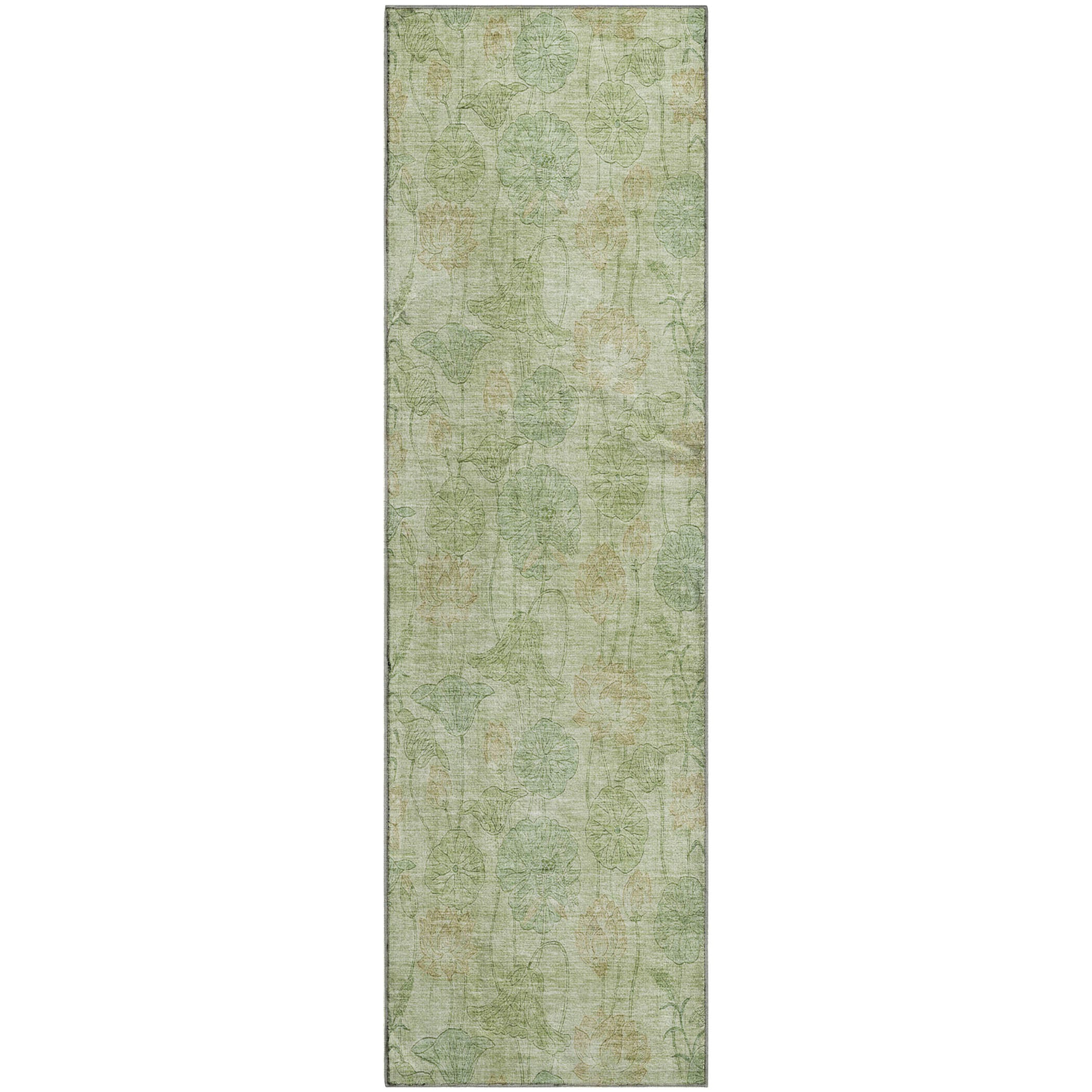 Sintra Machine Washable Transitional Sage Green Rug 2'3" x 7'6" #shape_Runner