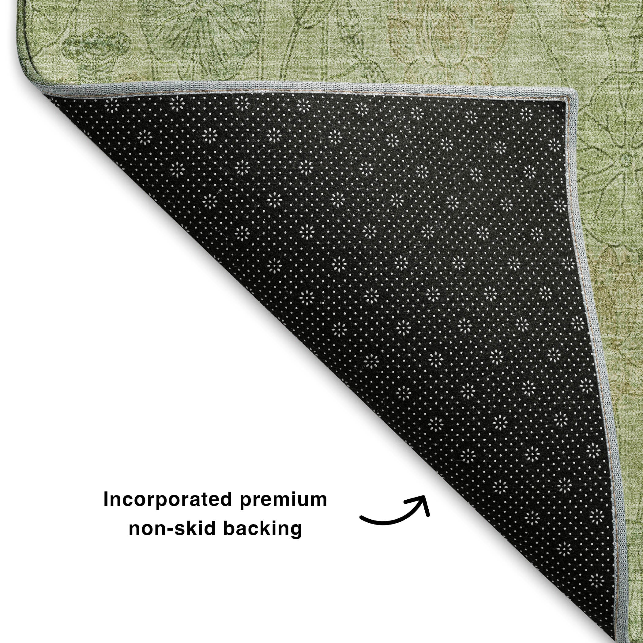 Sintra Machine Washable Transitional Sage Green Rug 1'8" x 2'6" #shape_Rectangle