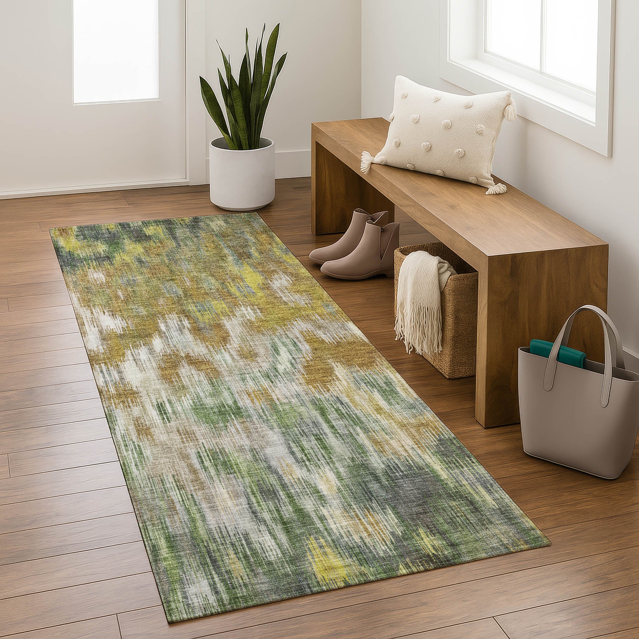 Mostar Machine Washable Transitional Brown Rug 2'3" x 7'6" #shape_Runner