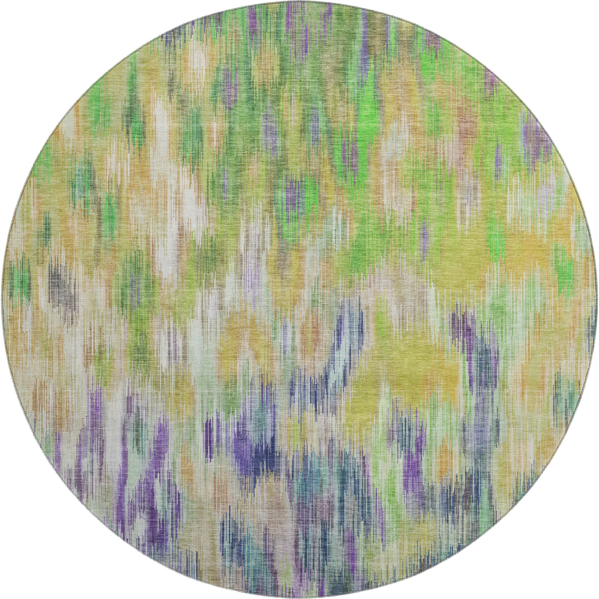 Mostar Machine Washable Transitional Green Rug 8' x 8' #shape_Round