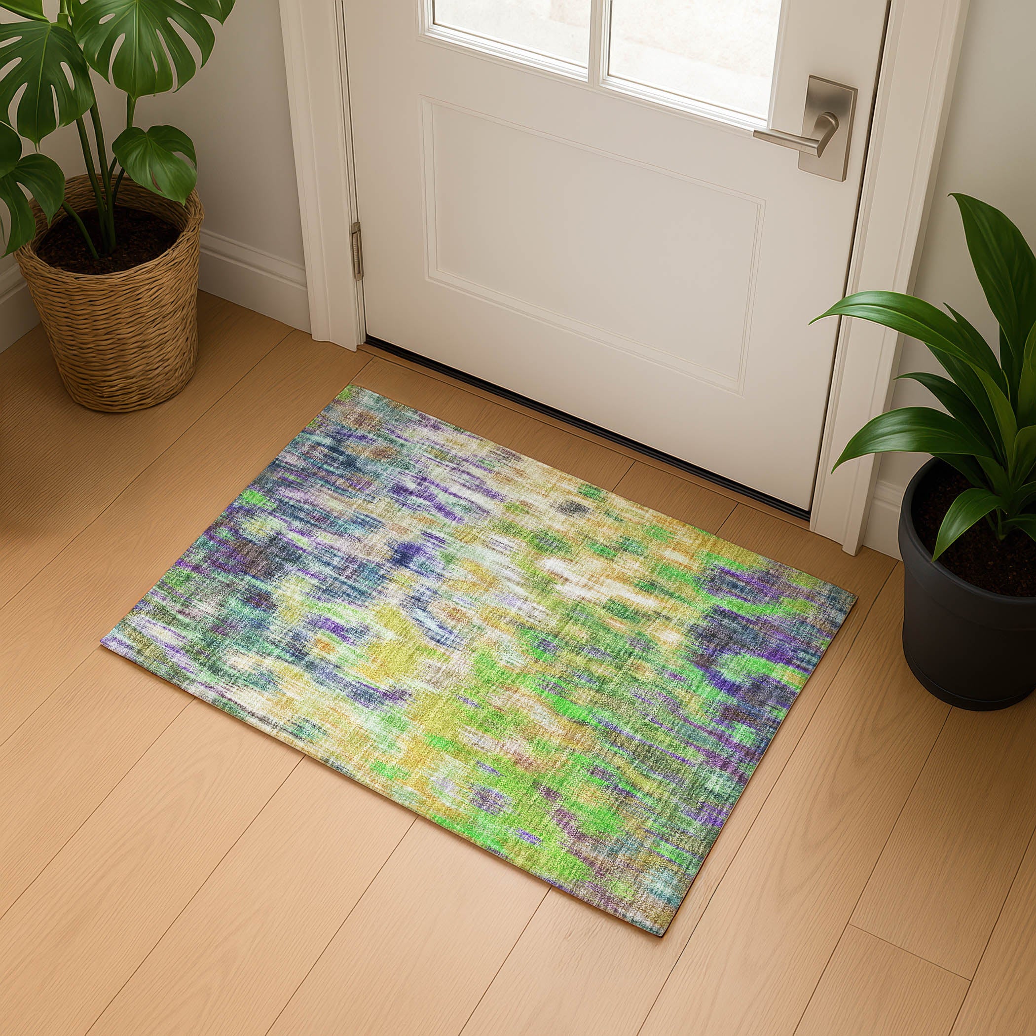 Mostar Machine Washable Transitional Green Rug 1'8" x 2'6" #shape_Rectangle