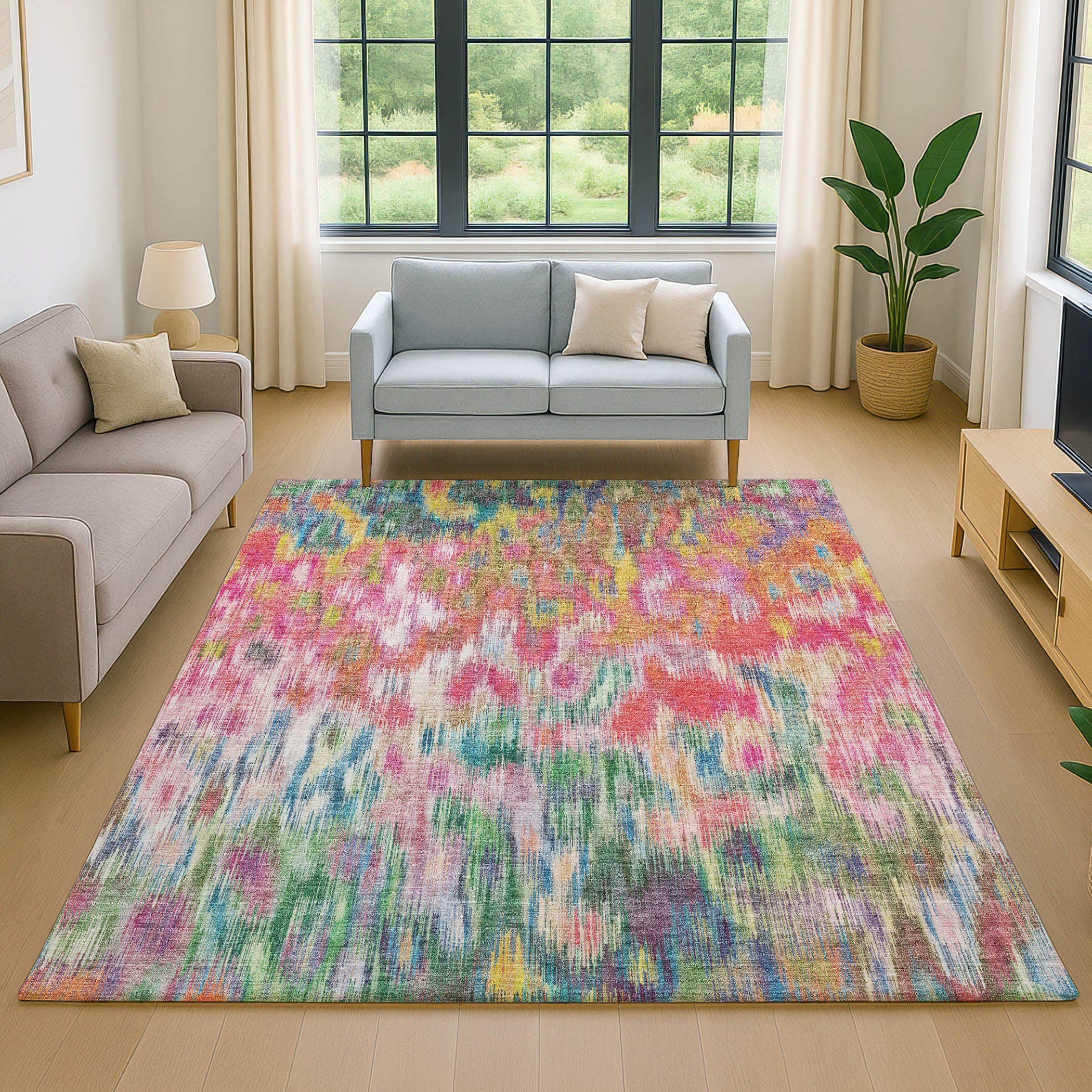 Mostar Machine Washable Transitional Pink Rug 2'6" x 3'10" #shape_Rectangle