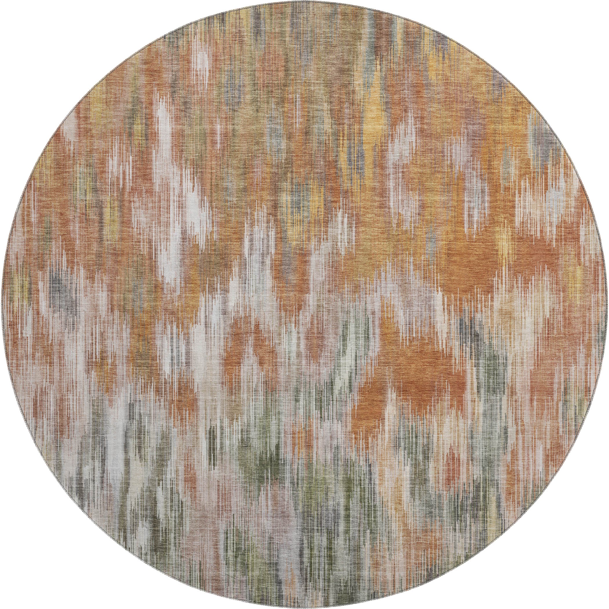 Mostar Machine Washable Transitional Terracotta Orange Rug 8' x 8' #shape_Round