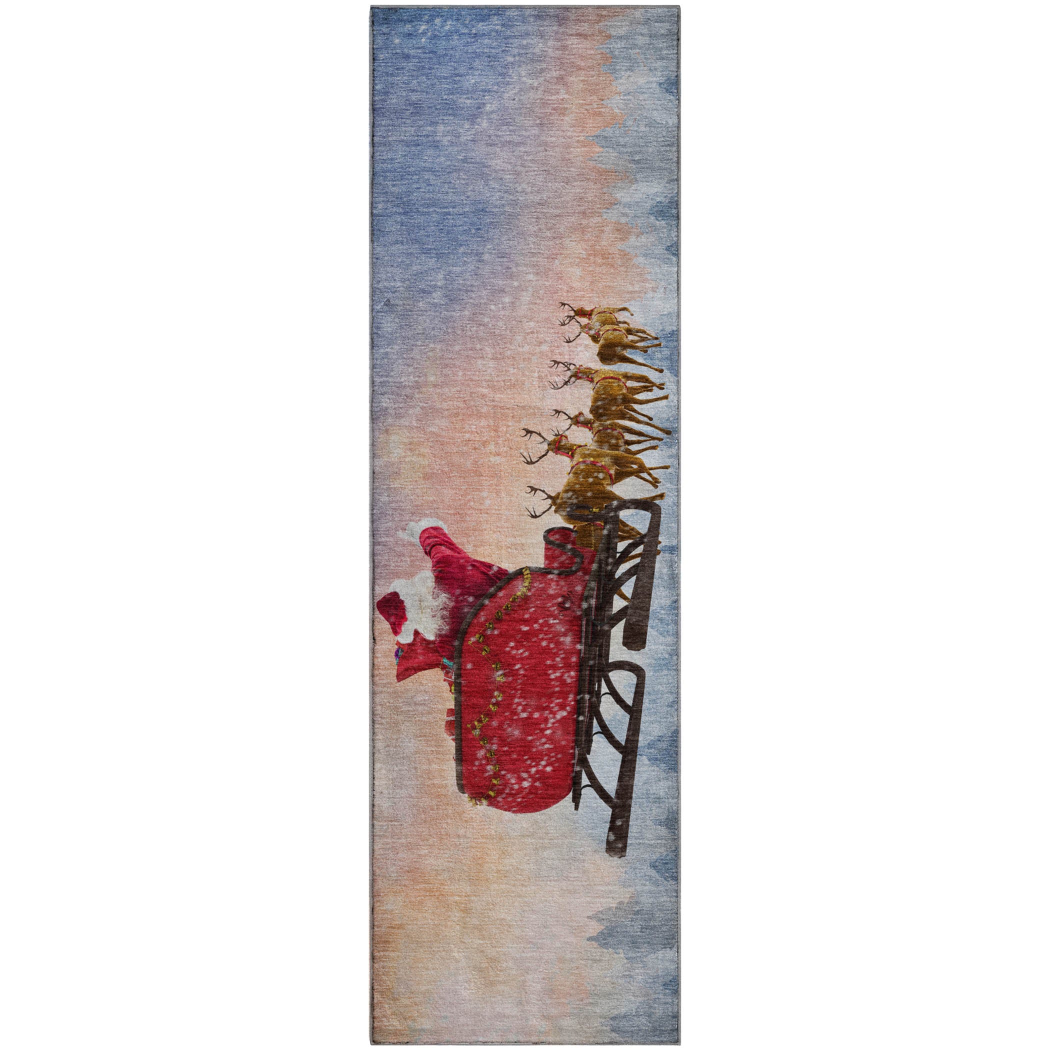 Colombo Machine Washable Holiday Blue Rug 2'3" x 7'6" #shape_Runner