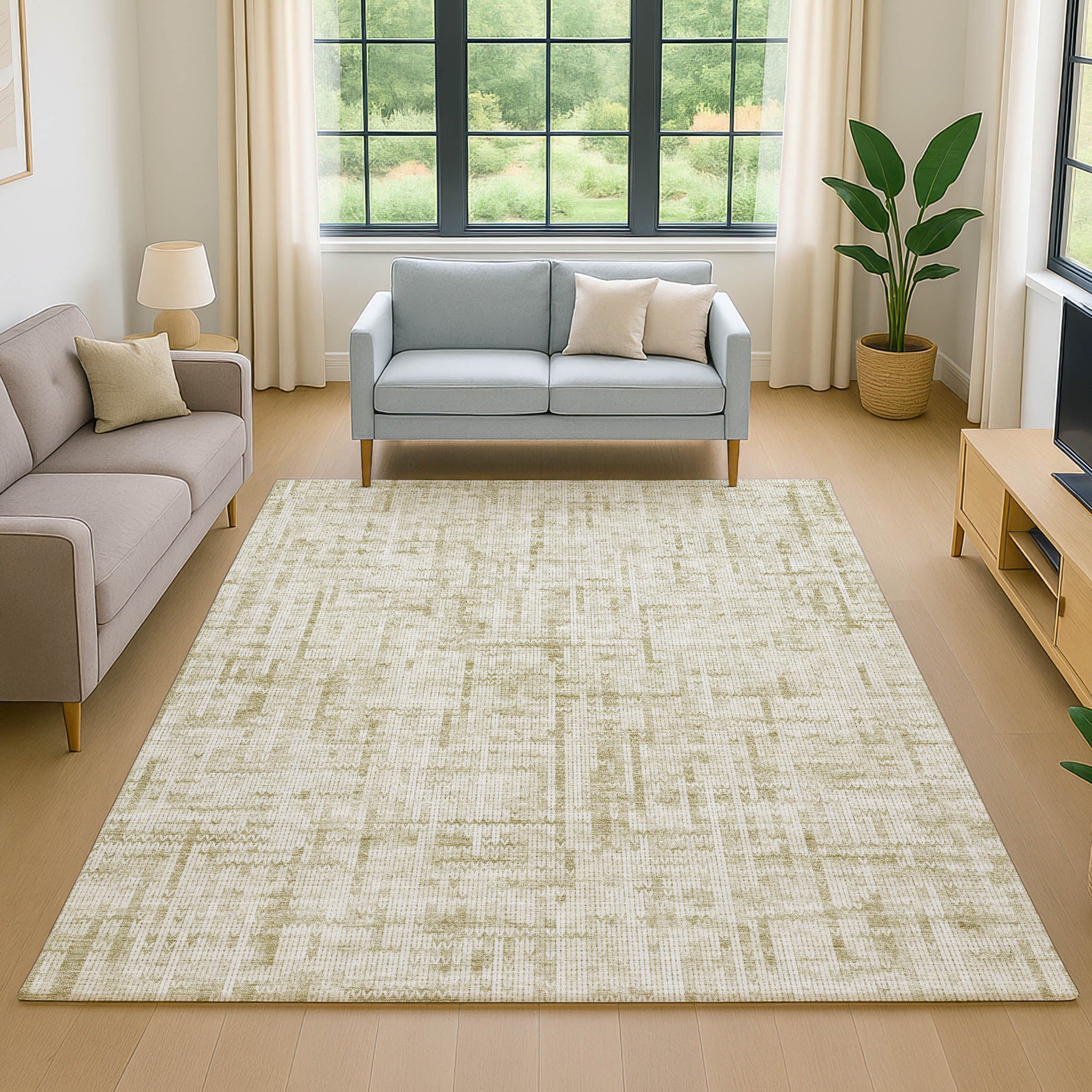Kotor Machine Washable Transitional Beige Brown Rug 2'6" x 3'10" #shape_Rectangle