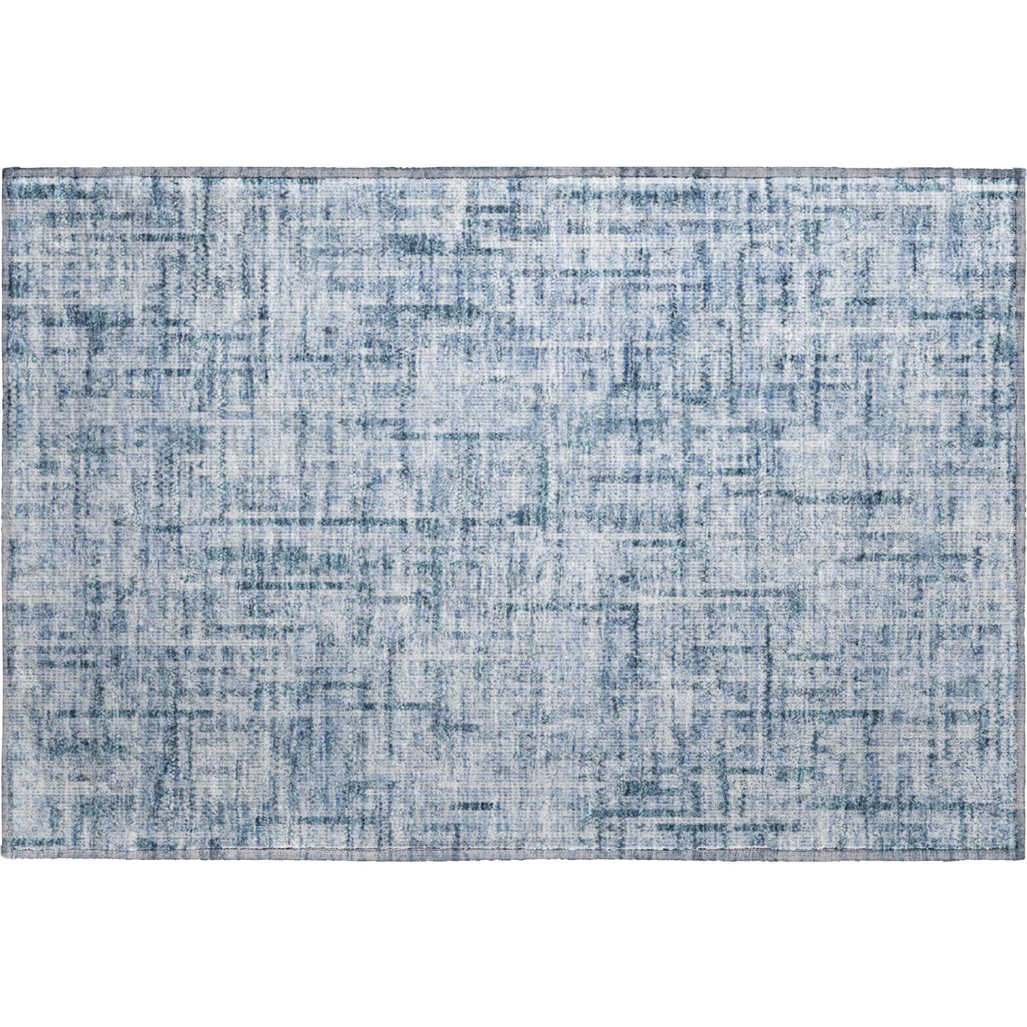 Kotor Machine Washable Transitional Blue Rug 1'8" x 2'6" #shape_Rectangle
