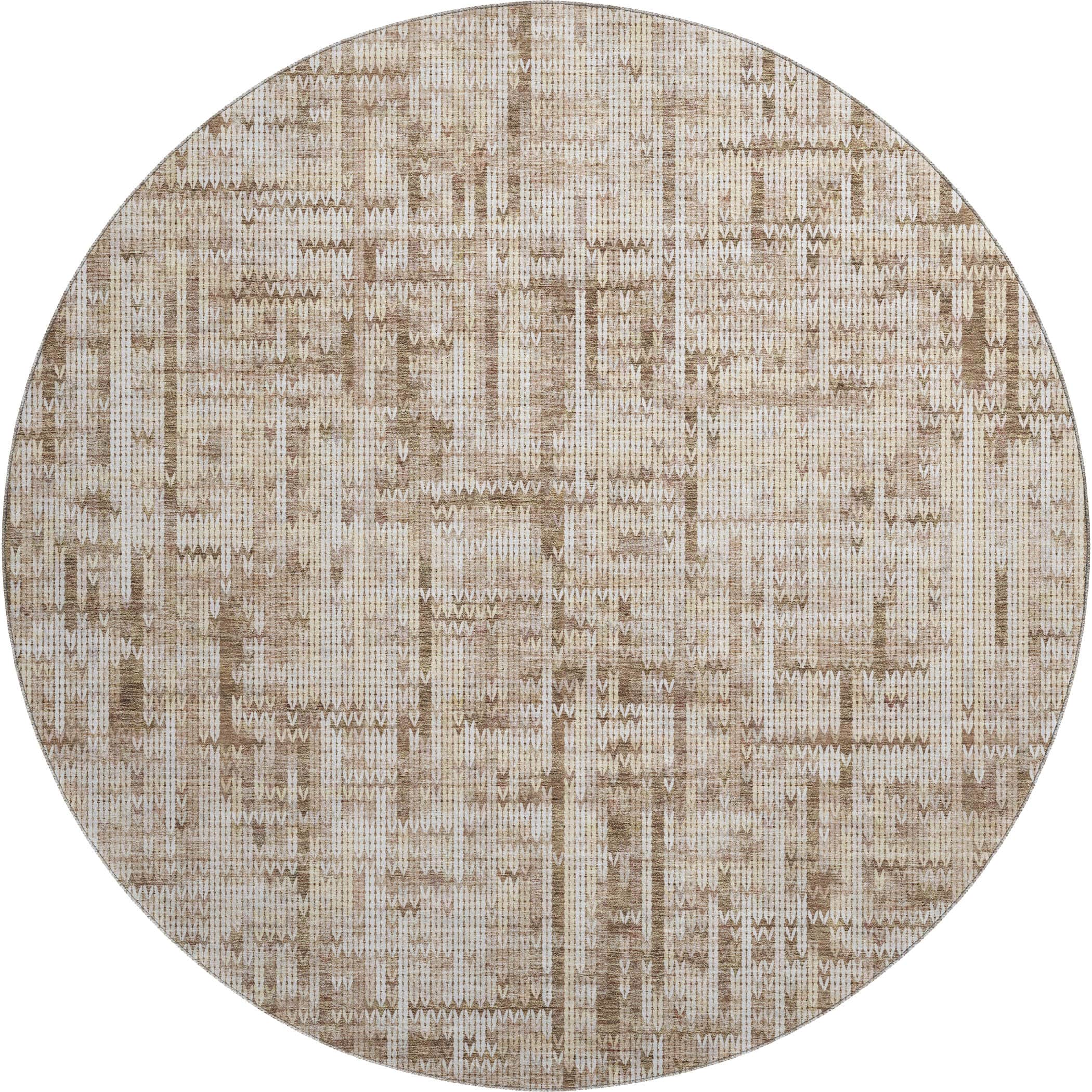 Kotor Machine Washable Transitional Brown Rug 8' x 8' #shape_Round