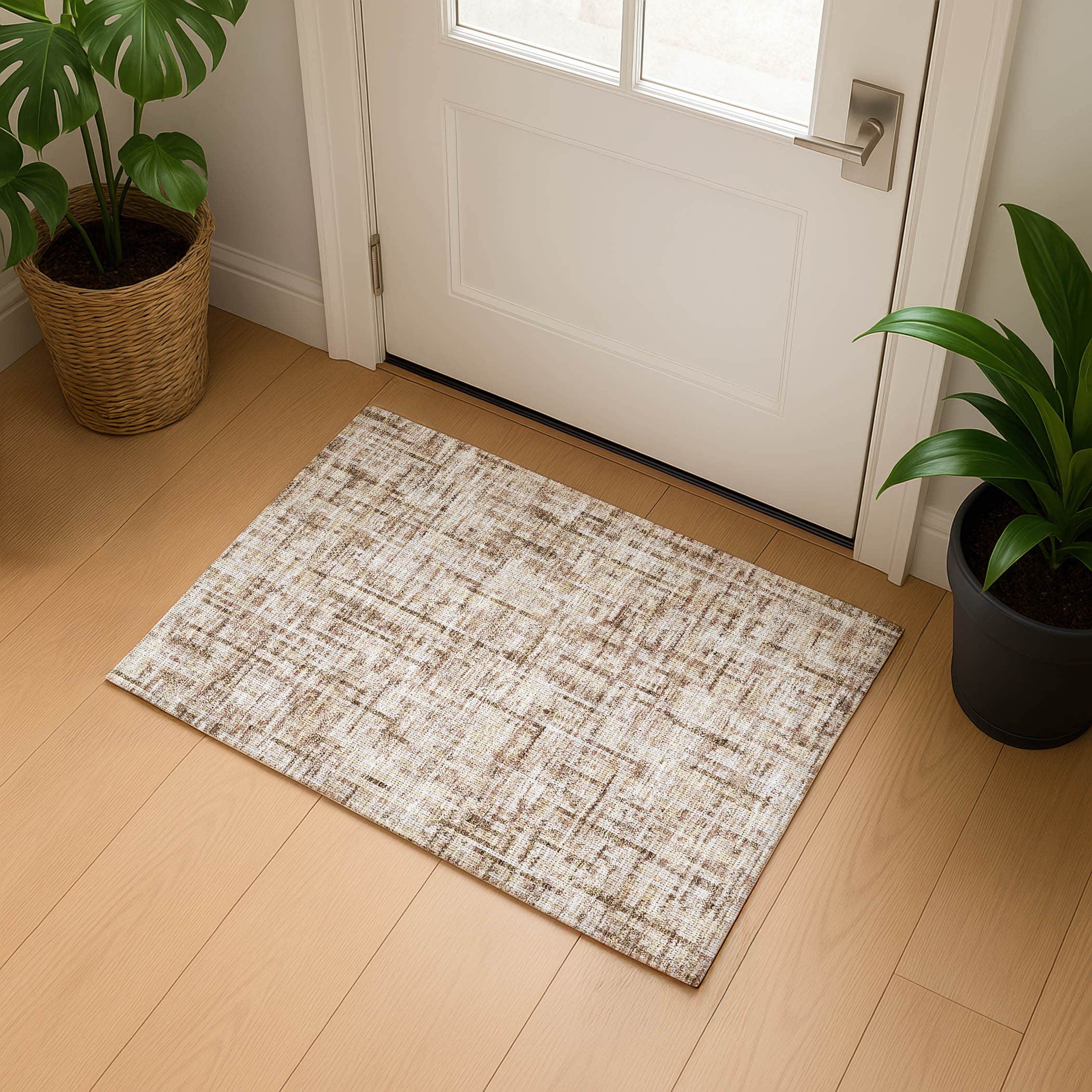 Kotor Machine Washable Transitional Brown Rug 1'8" x 2'6" #shape_Rectangle