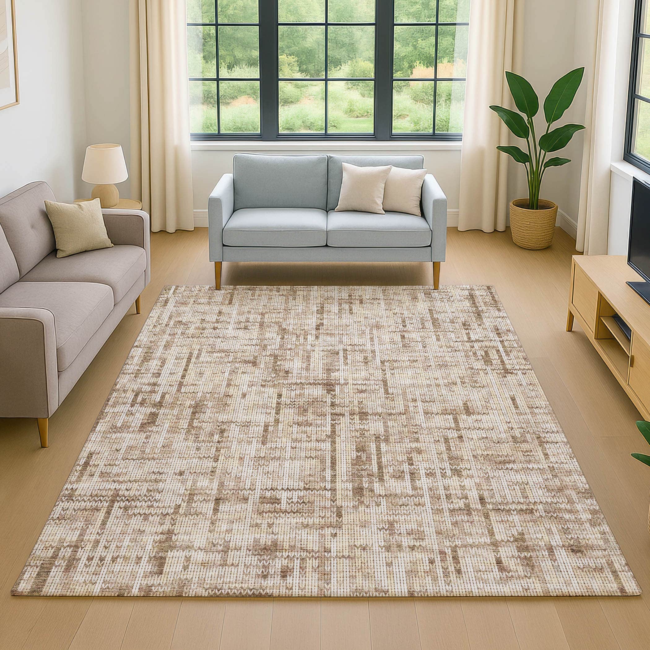 Kotor Machine Washable Transitional Brown Rug 2'6" x 3'10" #shape_Rectangle