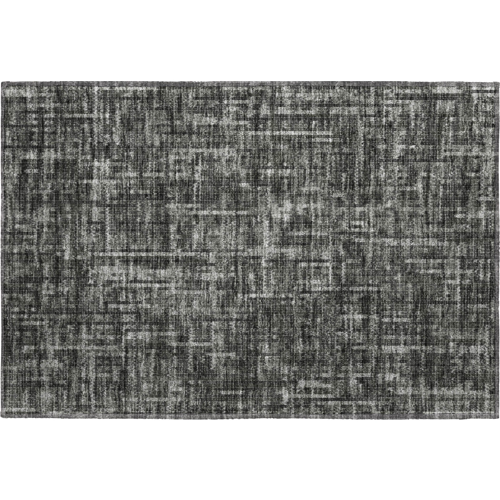 Kotor Machine Washable Transitional Charcoal Gray Rug 1'8" x 2'6" #shape_Rectangle