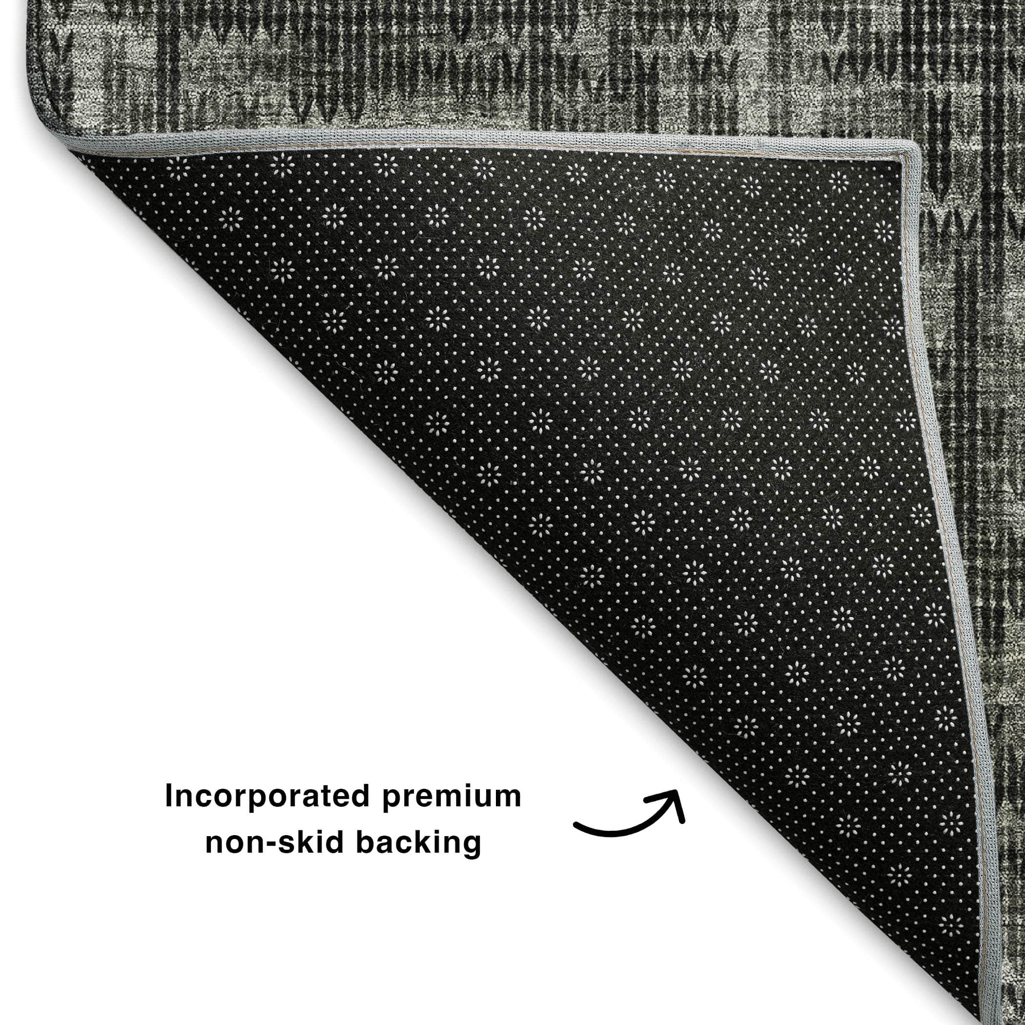 Kotor Machine Washable Transitional Charcoal Gray Rug 1'8" x 2'6" #shape_Rectangle
