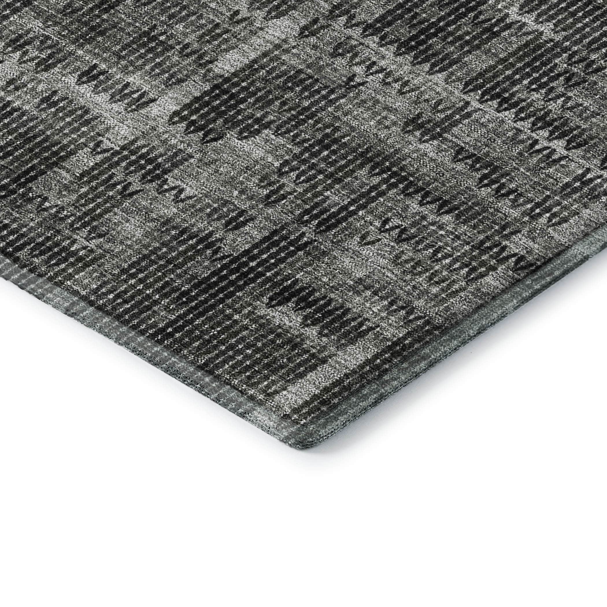 Kotor Machine Washable Transitional Charcoal Gray Rug 1'8" x 2'6" #shape_Rectangle