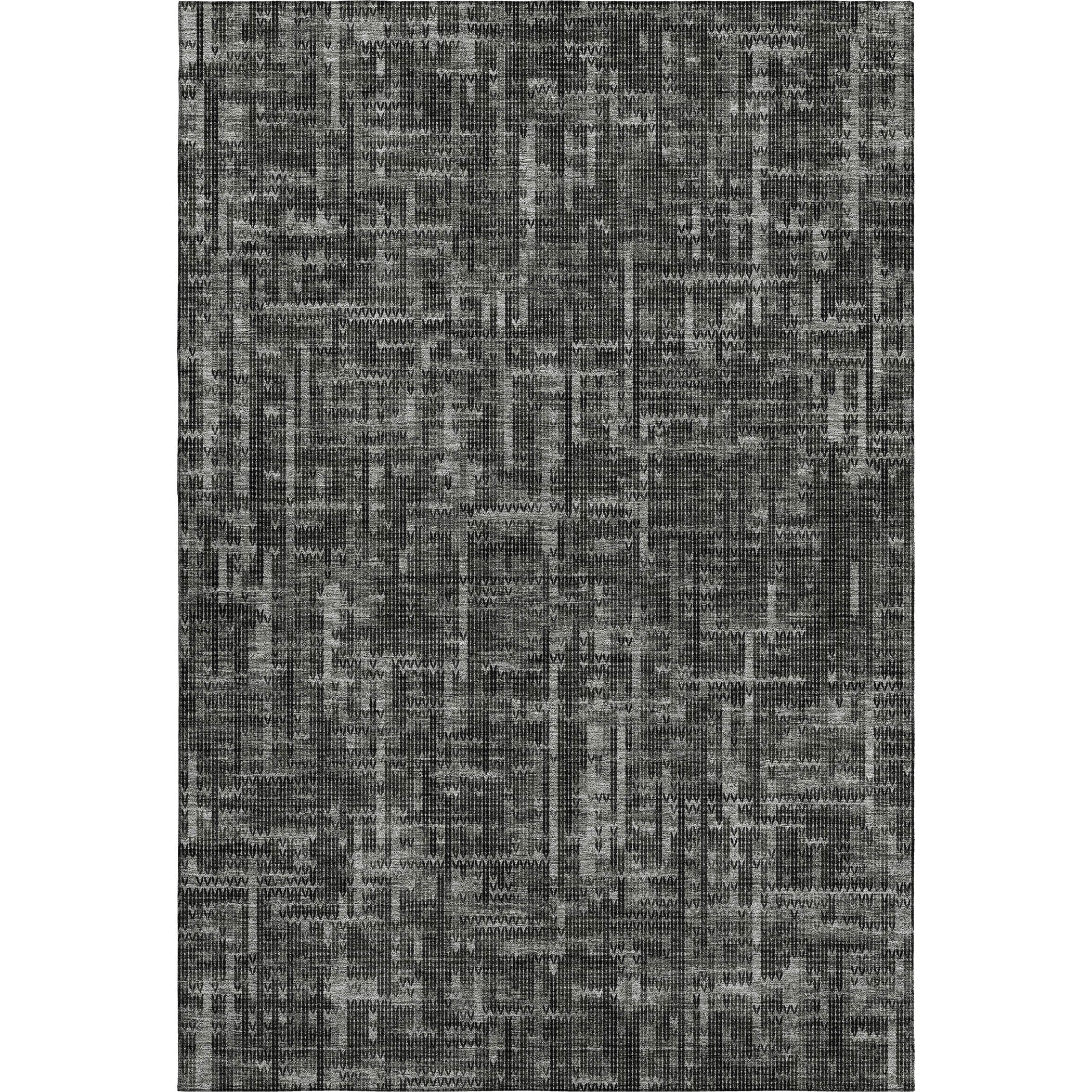 Kotor Machine Washable Transitional Charcoal Gray Rug 2'6" x 3'10" #shape_Rectangle