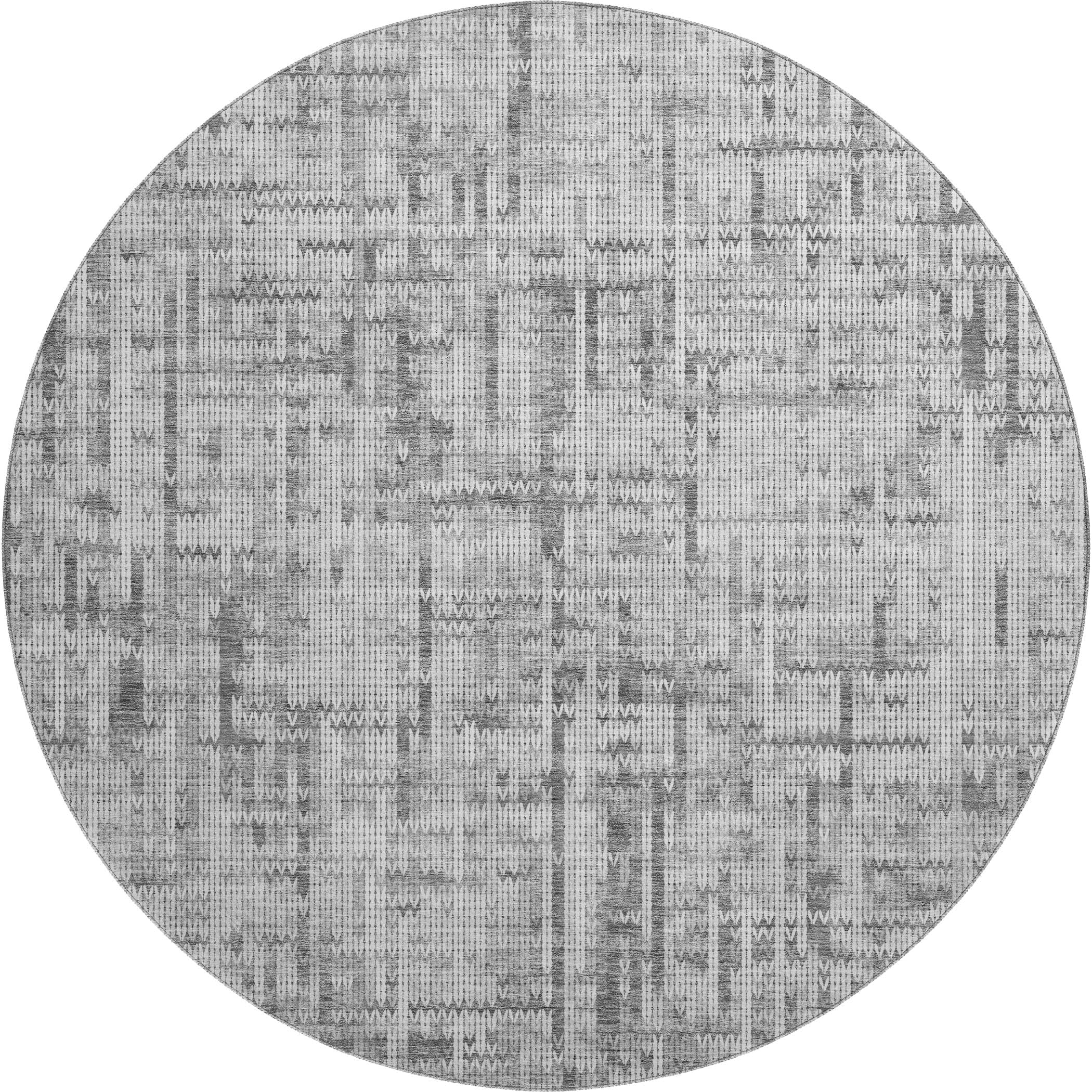 Kotor Machine Washable Transitional Gray Rug 8' x 8' #shape_Round
