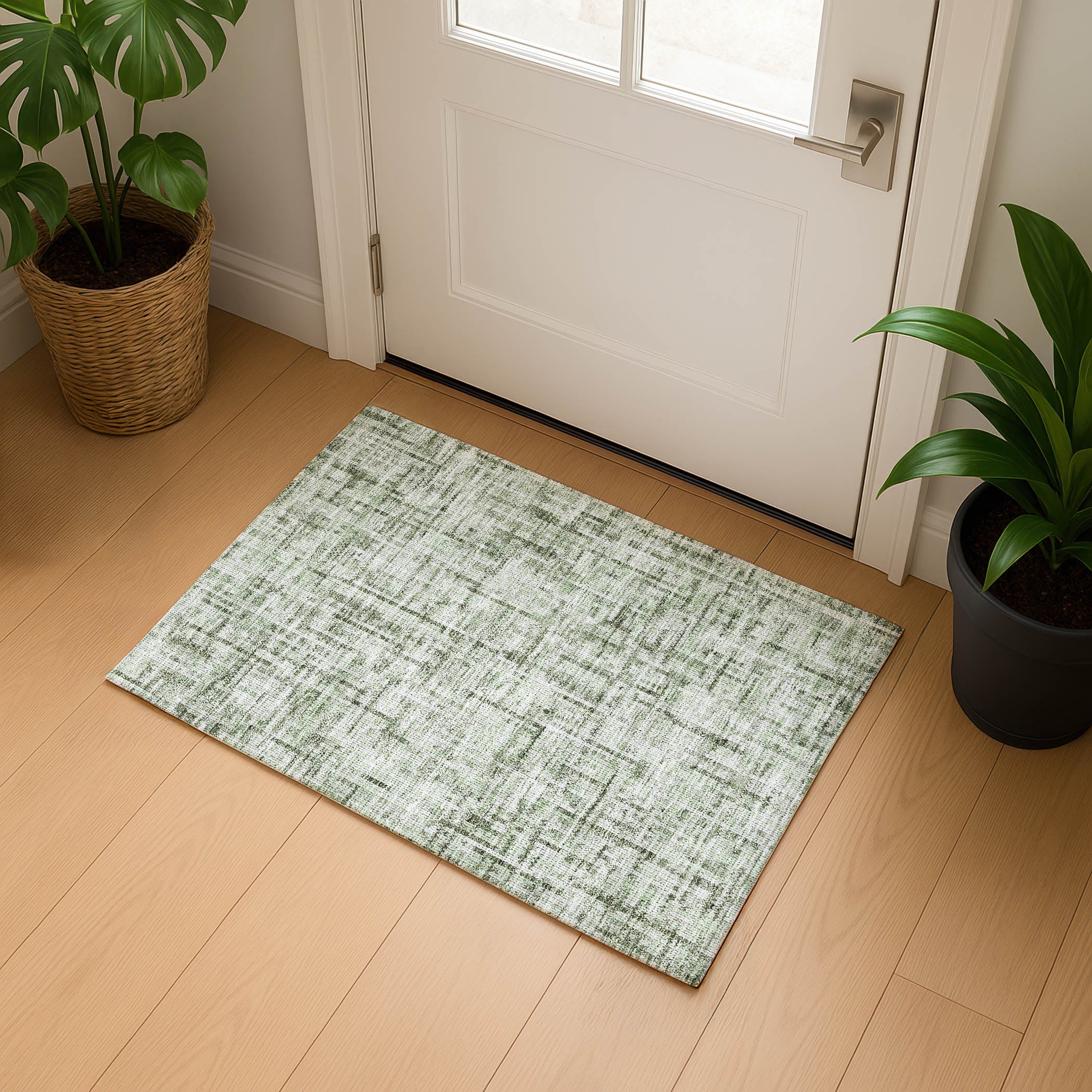 Kotor Machine Washable Transitional Green Rug 1'8" x 2'6" #shape_Rectangle