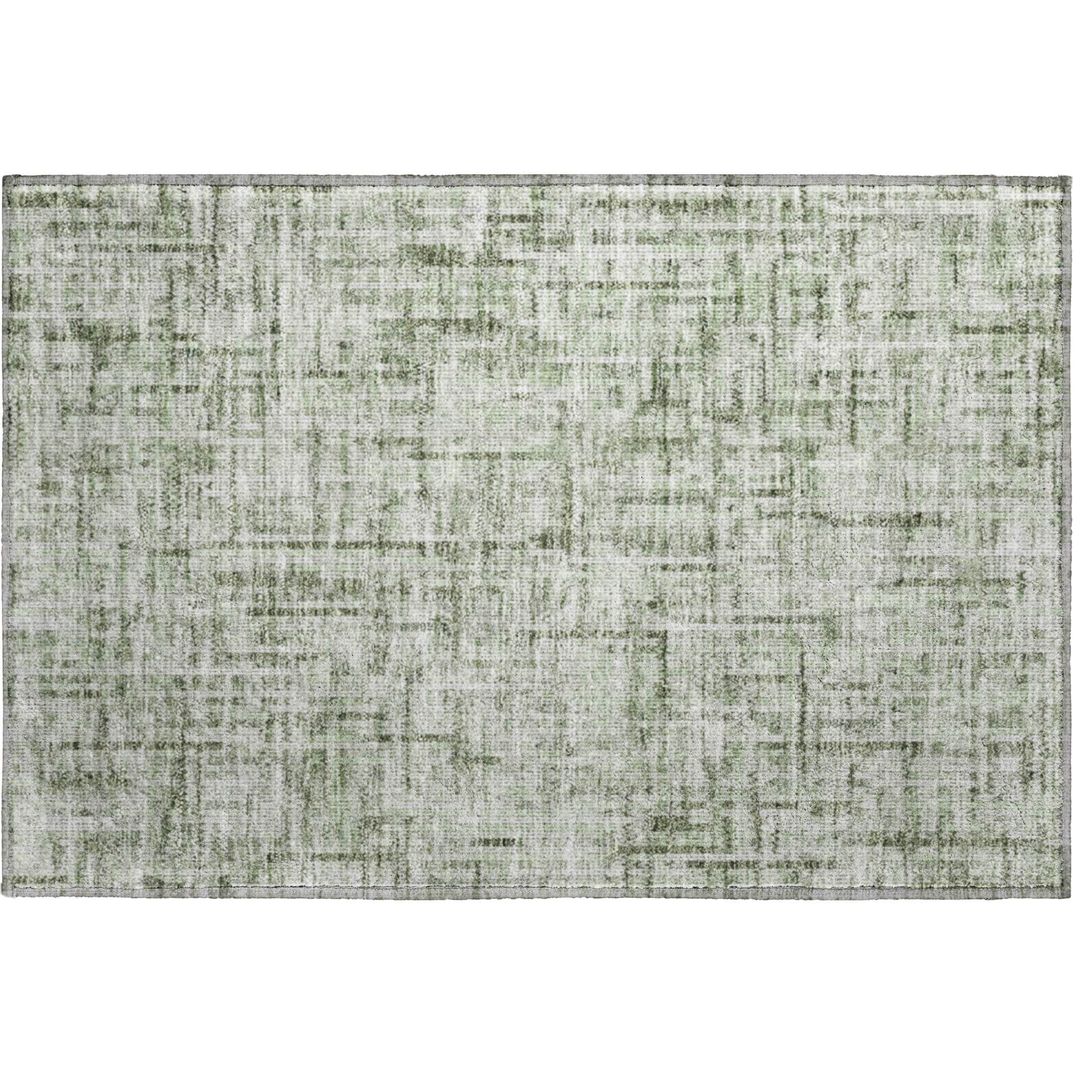 Kotor Machine Washable Transitional Green Rug 1'8" x 2'6" #shape_Rectangle