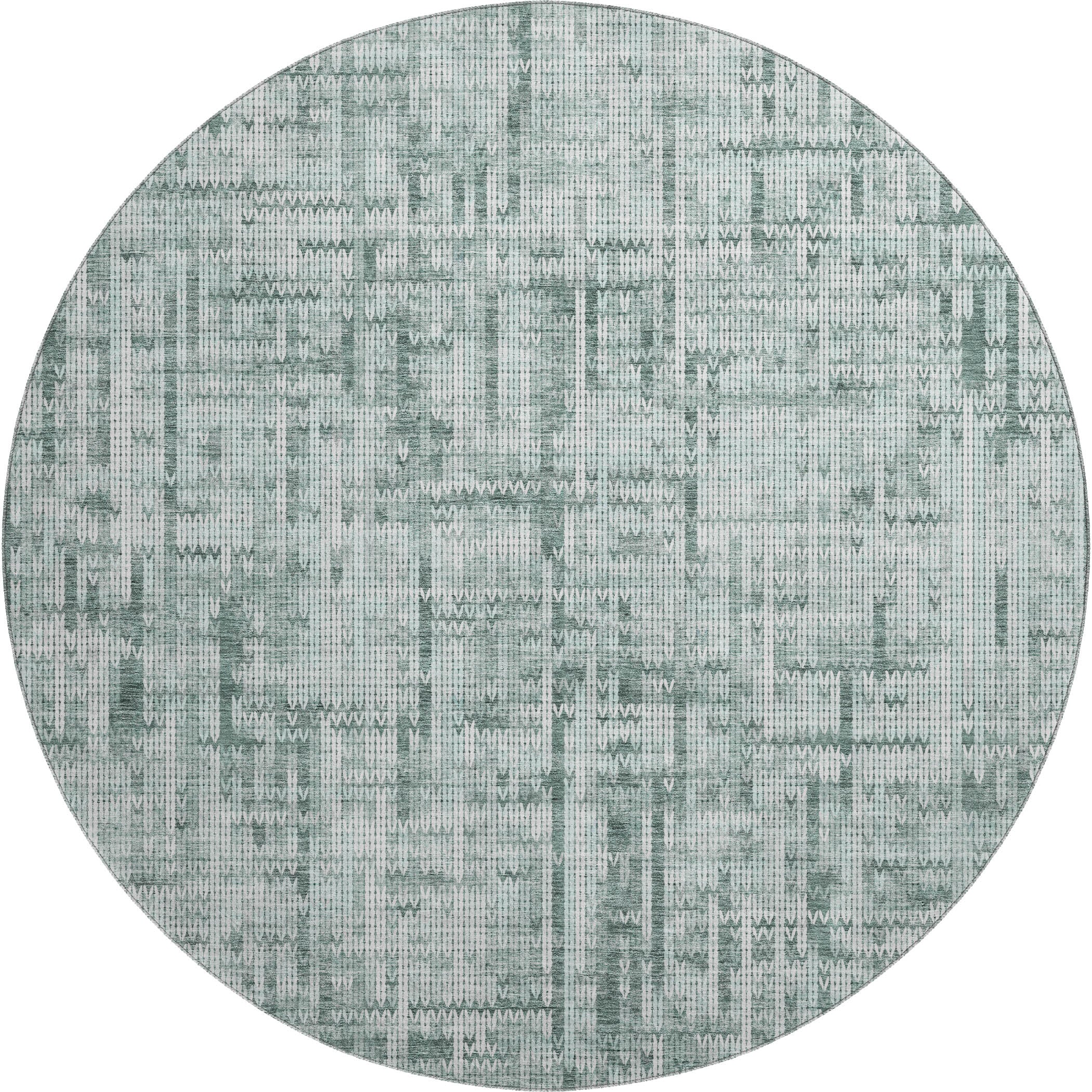 Kotor Machine Washable Transitional Teal Rug 8' x 8' #shape_Round