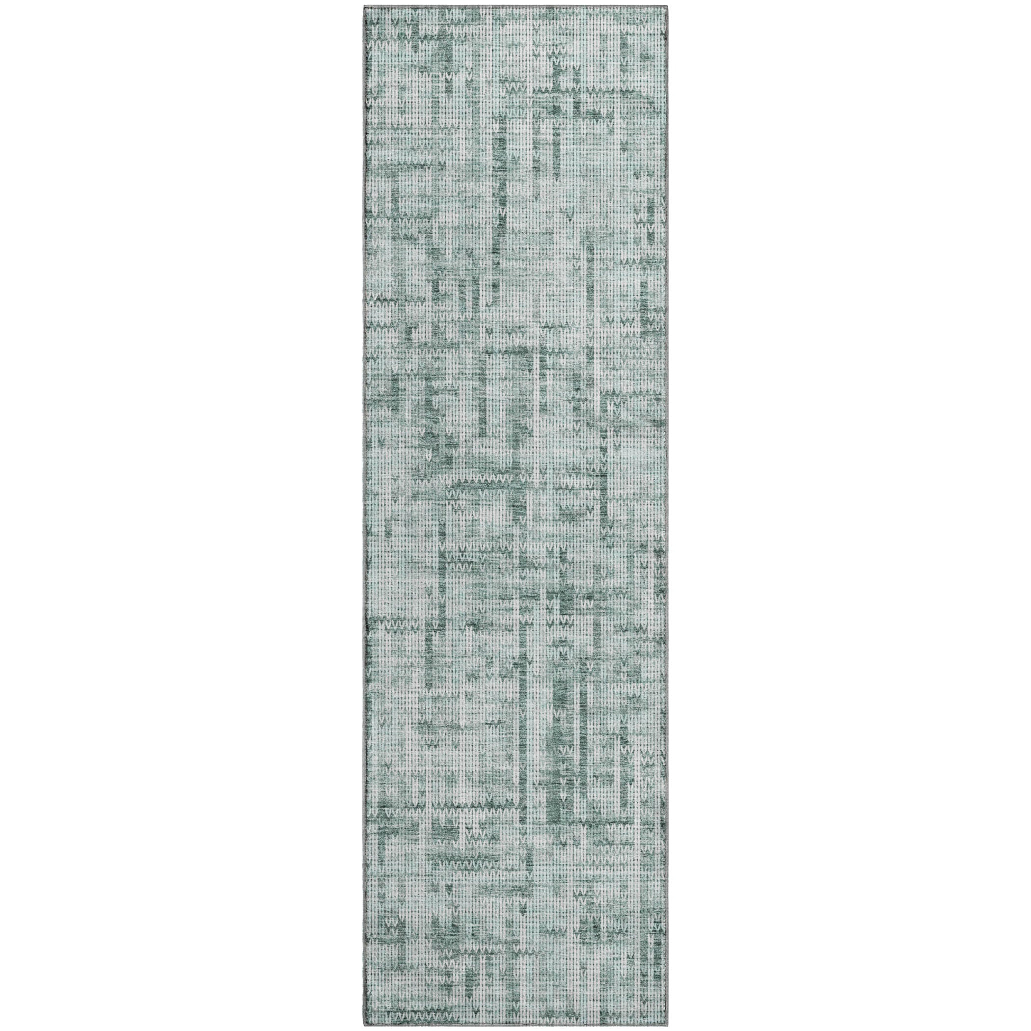 Kotor Machine Washable Transitional Teal Rug 2'3" x 7'6" #shape_Runner