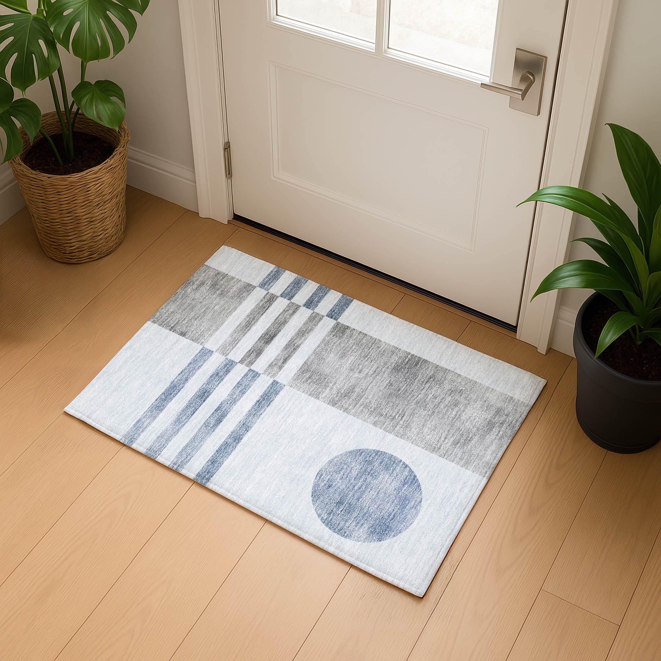 Valletta Machine Washable Transitional Blue Rug 1'8" x 2'6" #shape_Rectangle