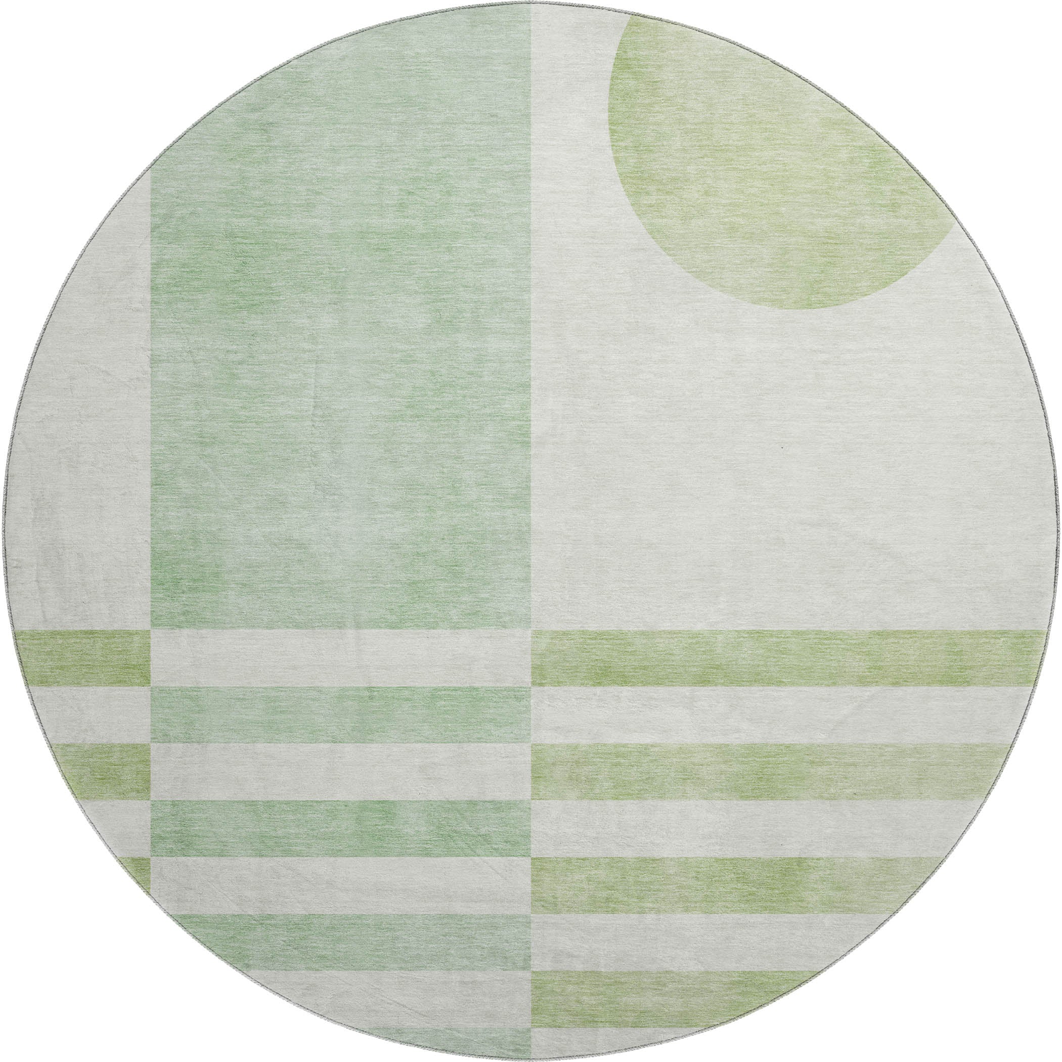 Valletta Machine Washable Transitional Green Rug 8' x 8' #shape_Round