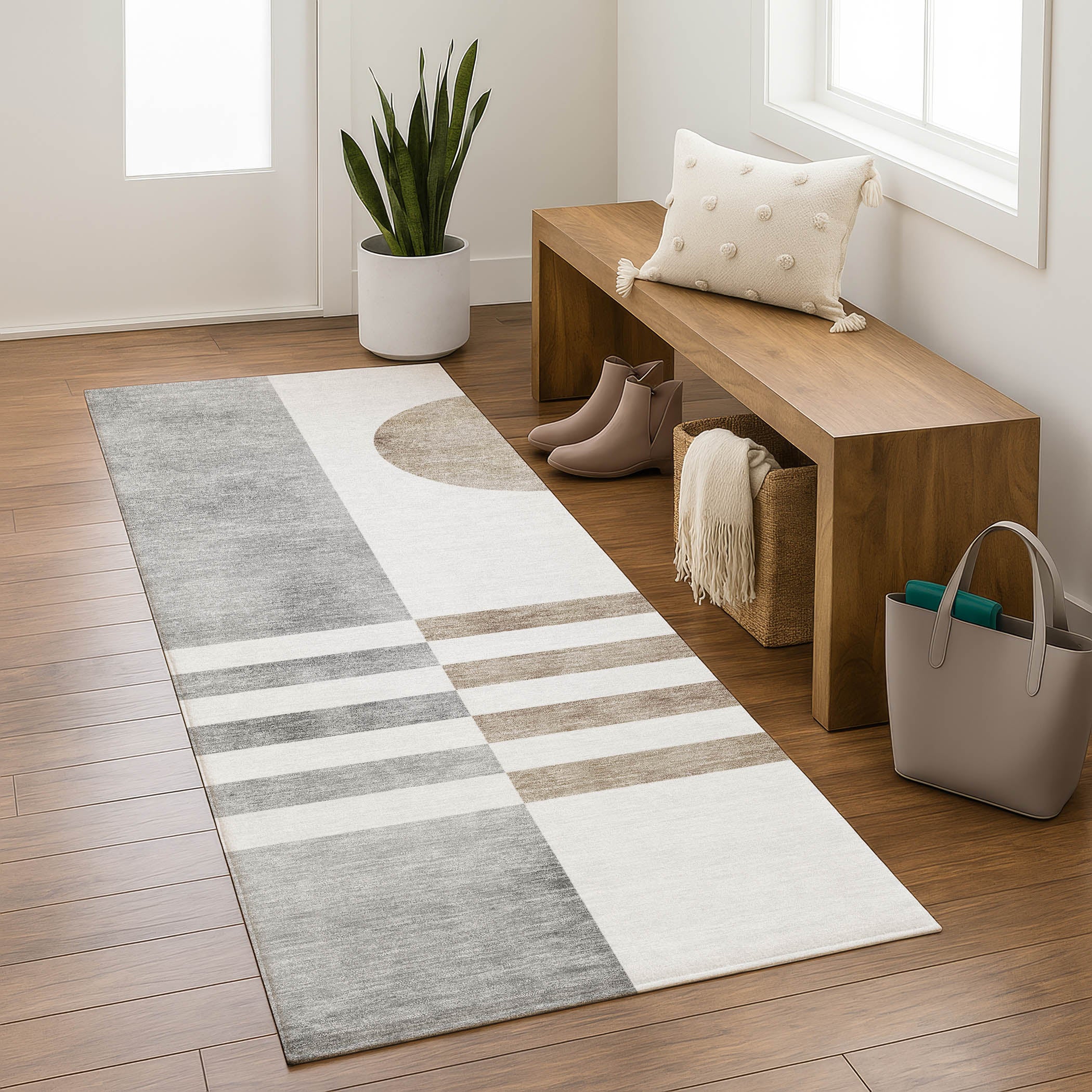 Valletta Machine Washable Transitional Ivory Rug 2'3" x 7'6" #shape_Runner