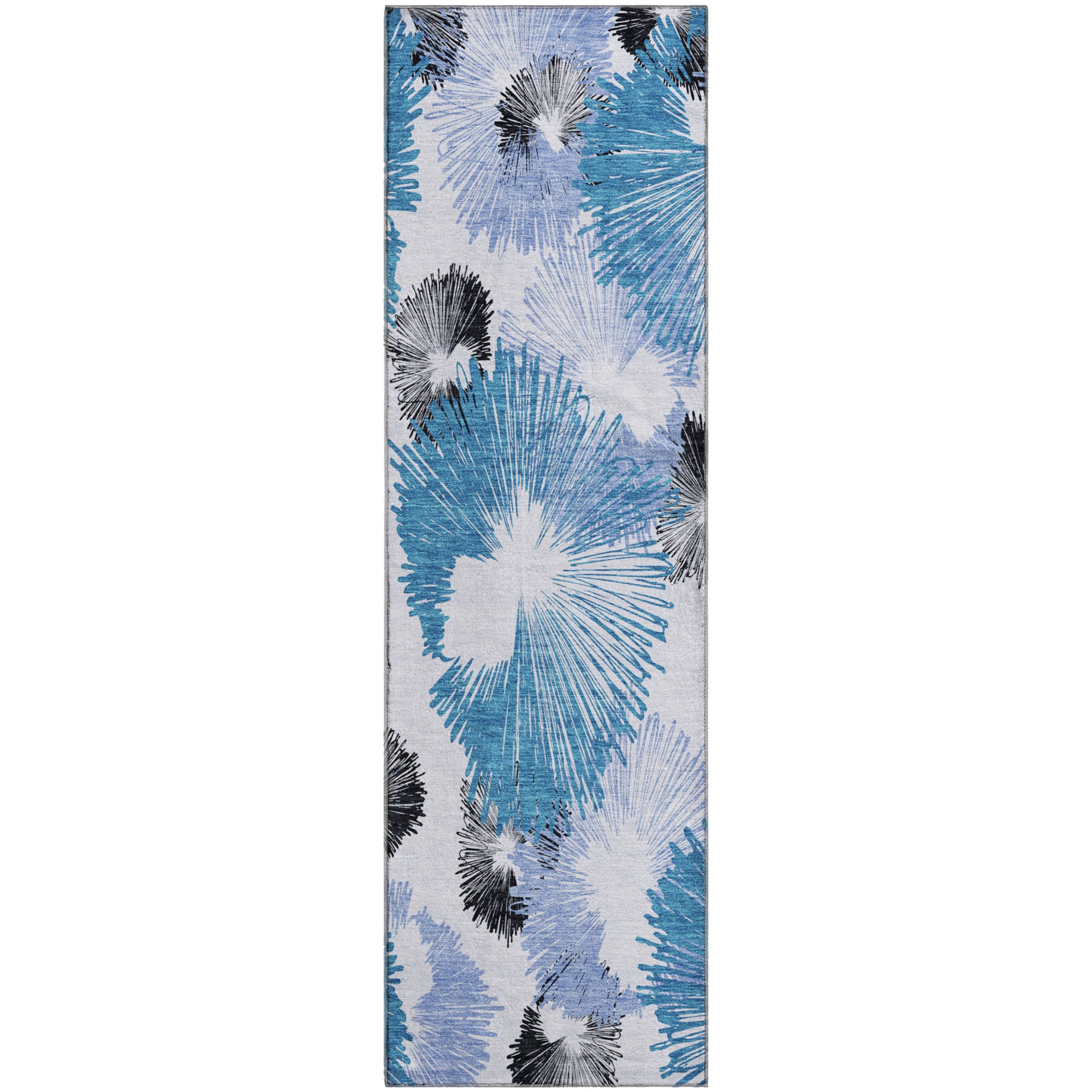 Marrakech Machine Washable Transitional Blue Rug 2'3" x 7'6" #shape_Runner
