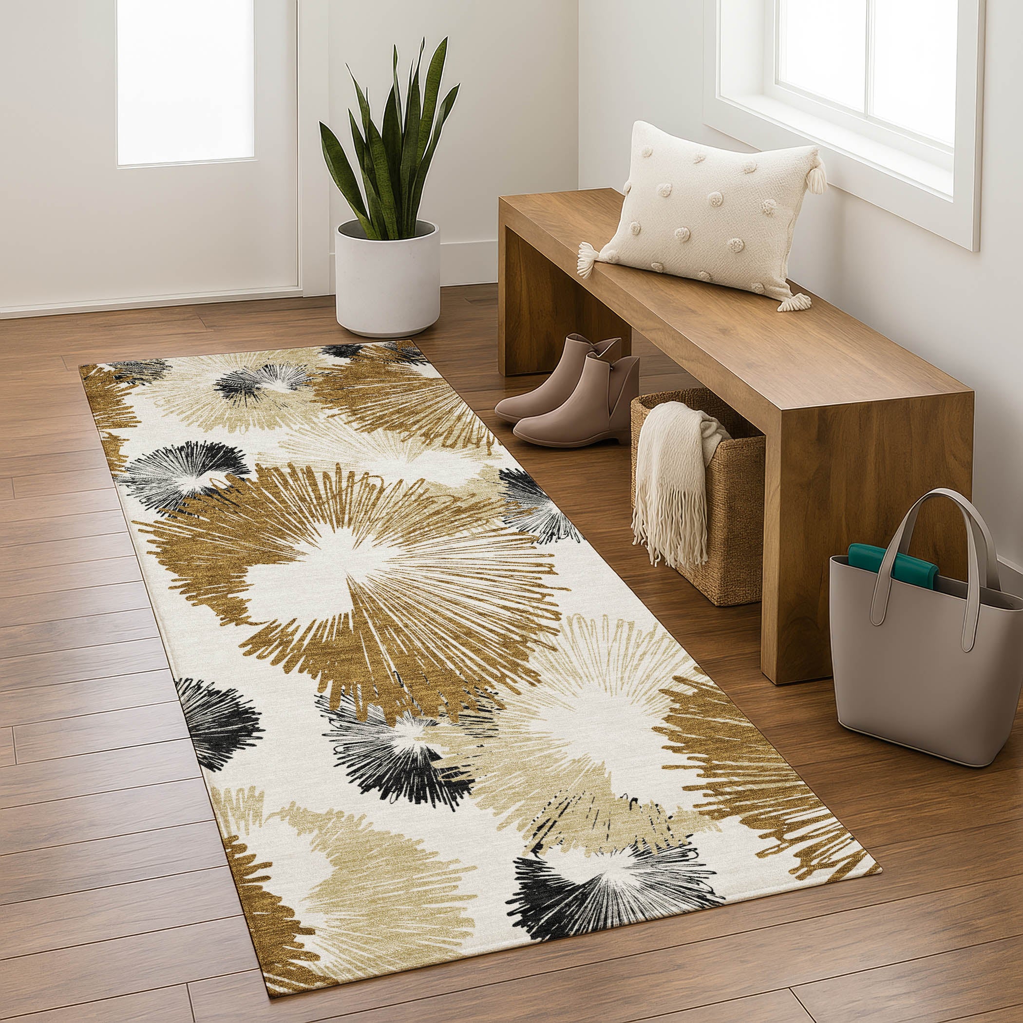Marrakech Machine Washable Transitional Chocolate Brown Rug 2'3" x 7'6" #shape_Runner