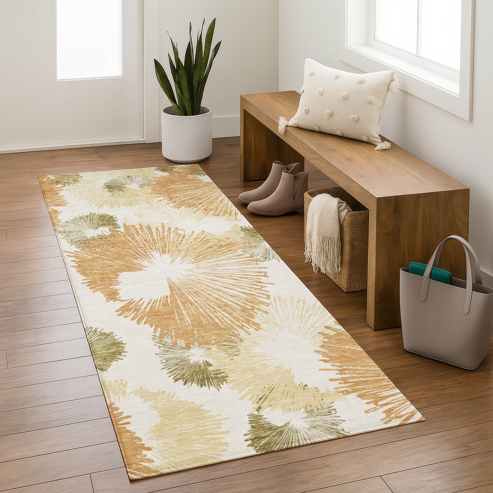 Marrakech Machine Washable Transitional Coral Orange Rug 2'3" x 7'6" #shape_Runner