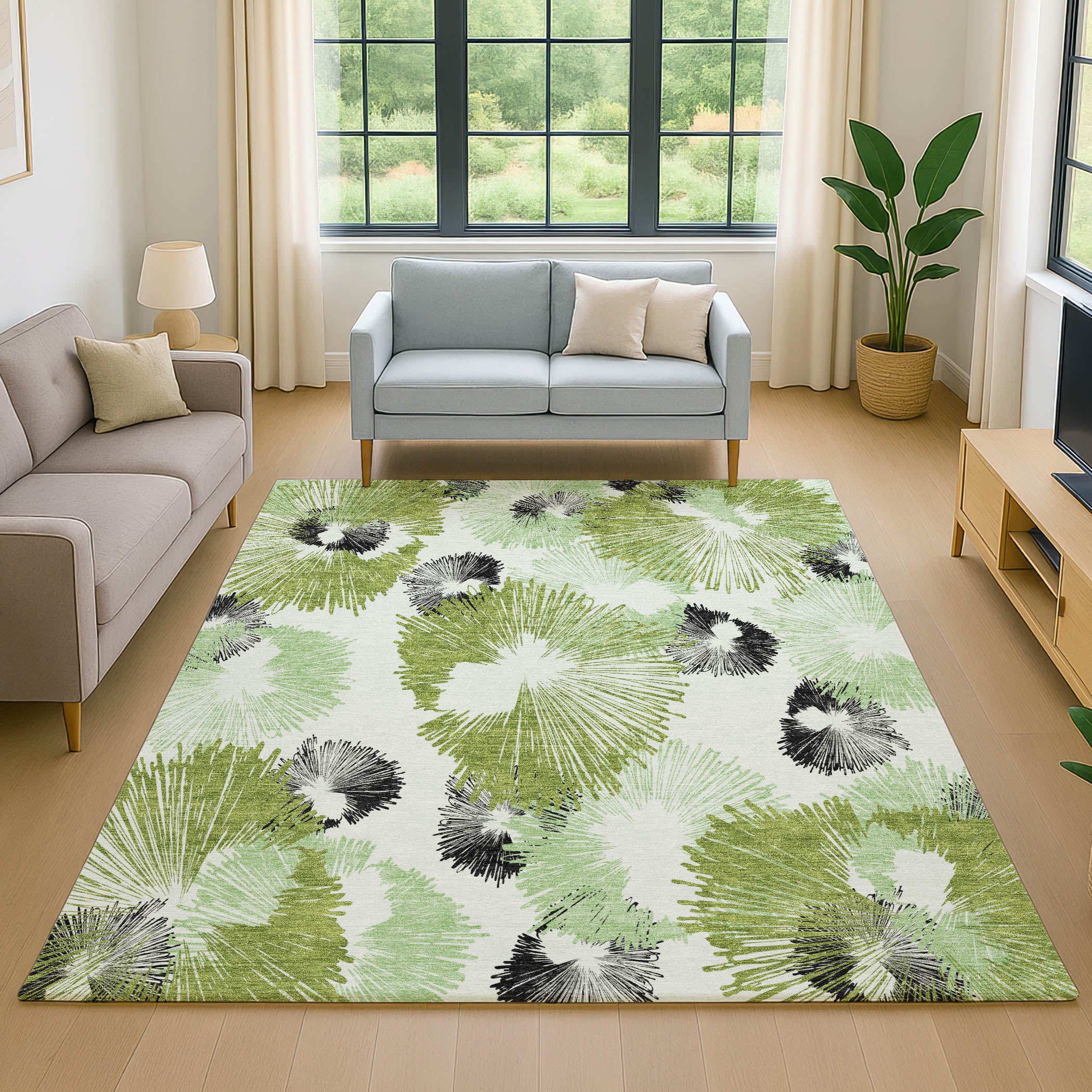 Marrakech Machine Washable Transitional Olive Green Rug 2'6" x 3'10" #shape_Rectangle