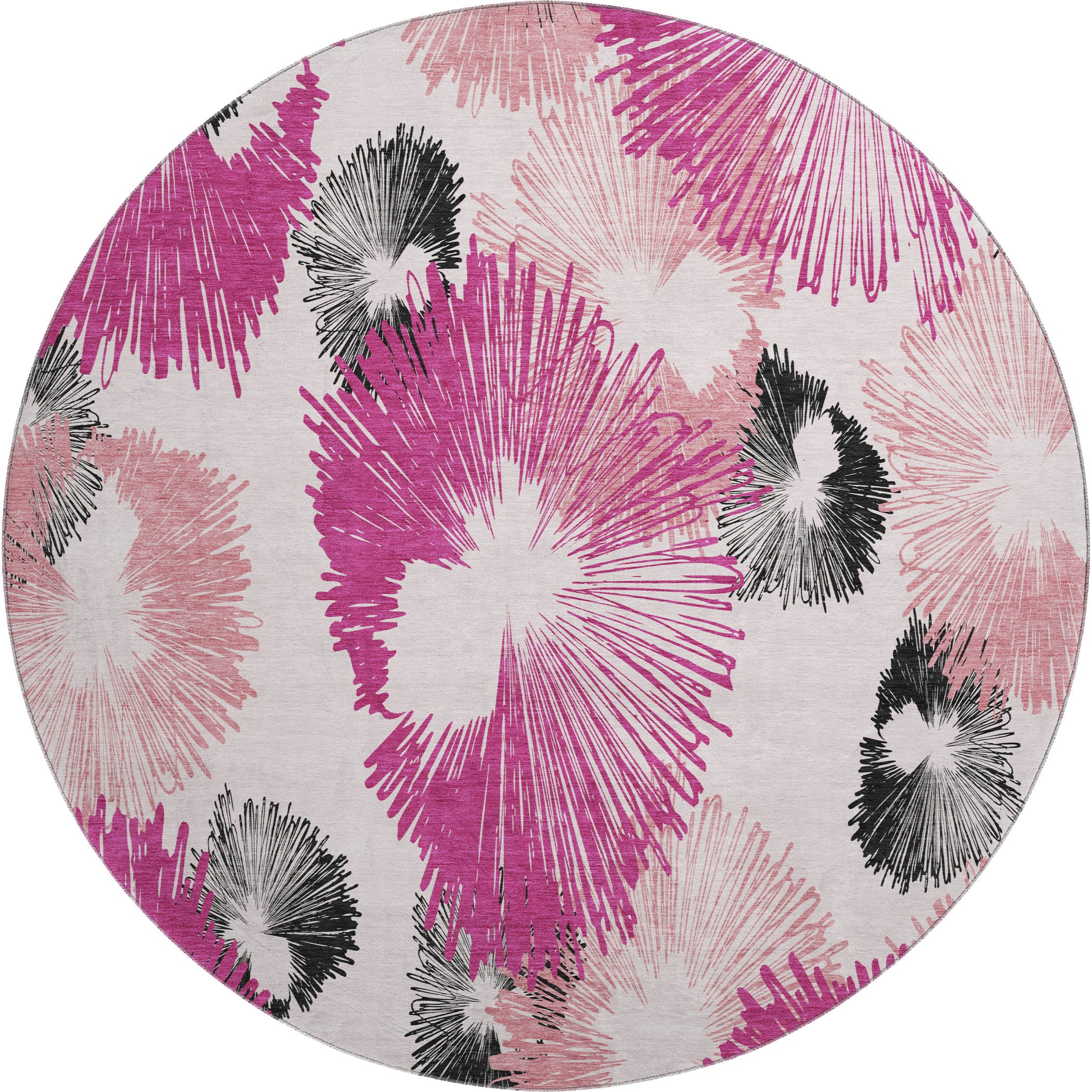 Marrakech Machine Washable Transitional Pink Rug 8' x 8' #shape_Round