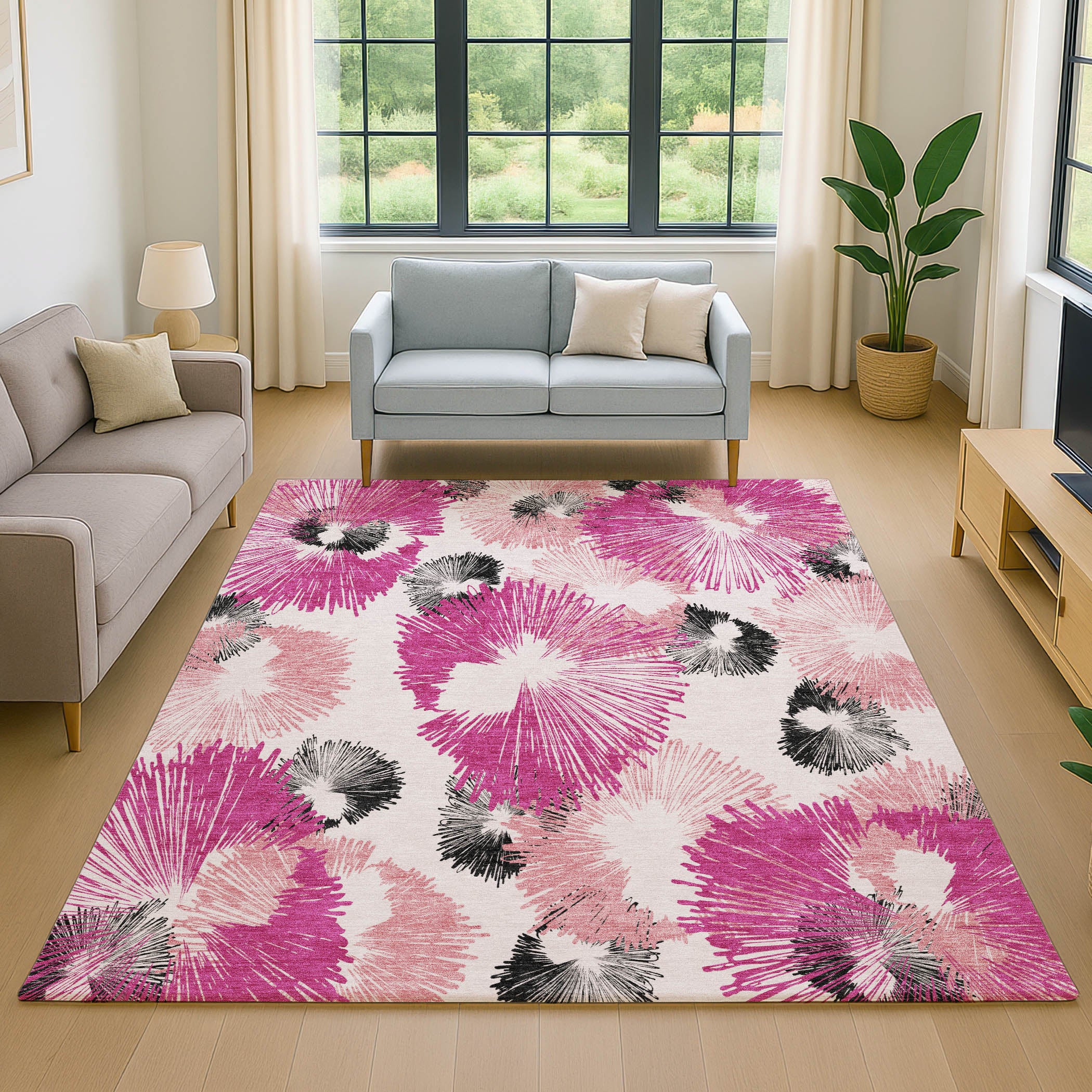 Marrakech Machine Washable Transitional Pink Rug 2'6" x 3'10" #shape_Rectangle