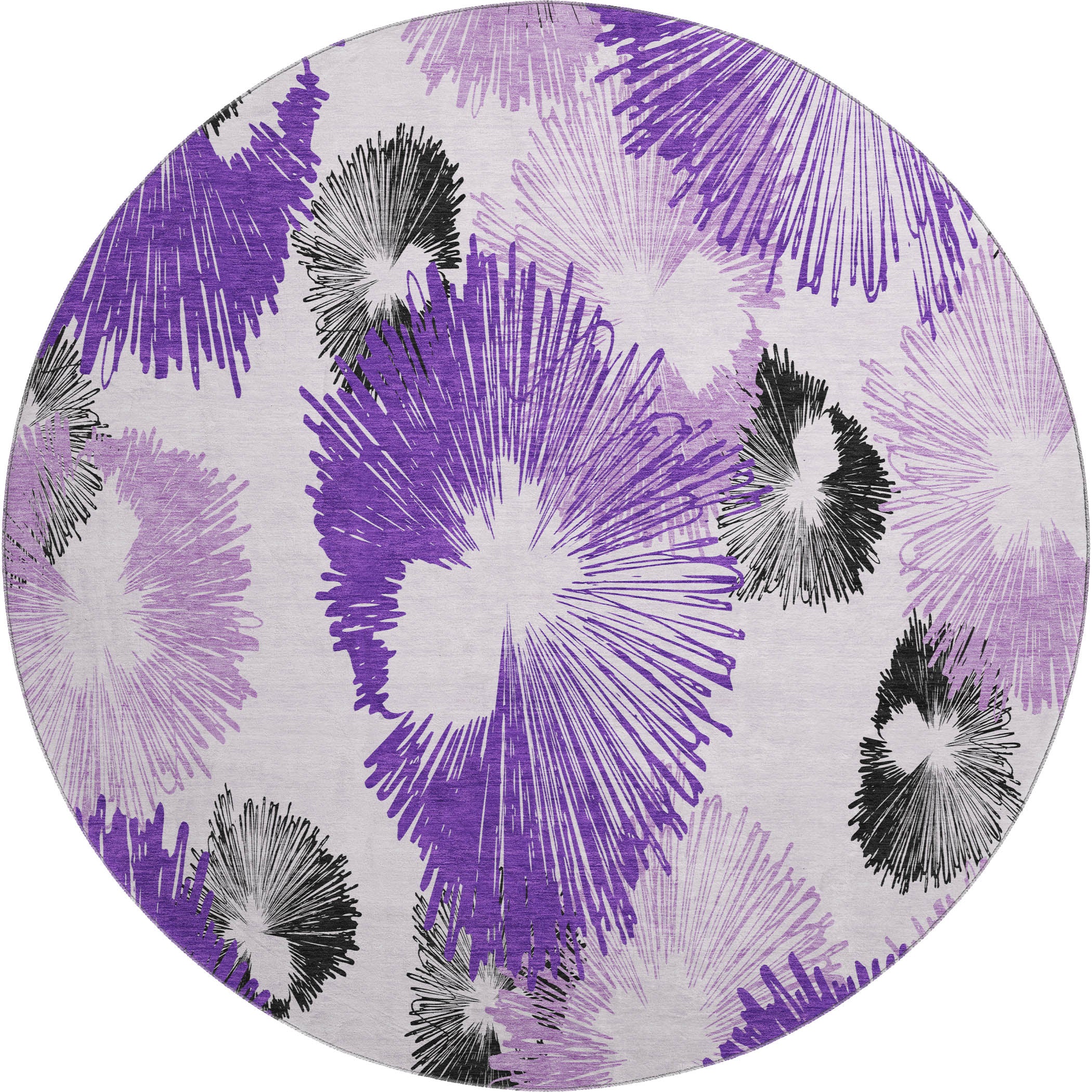 Marrakech Machine Washable Transitional Purple Rug 8' x 8' #shape_Round