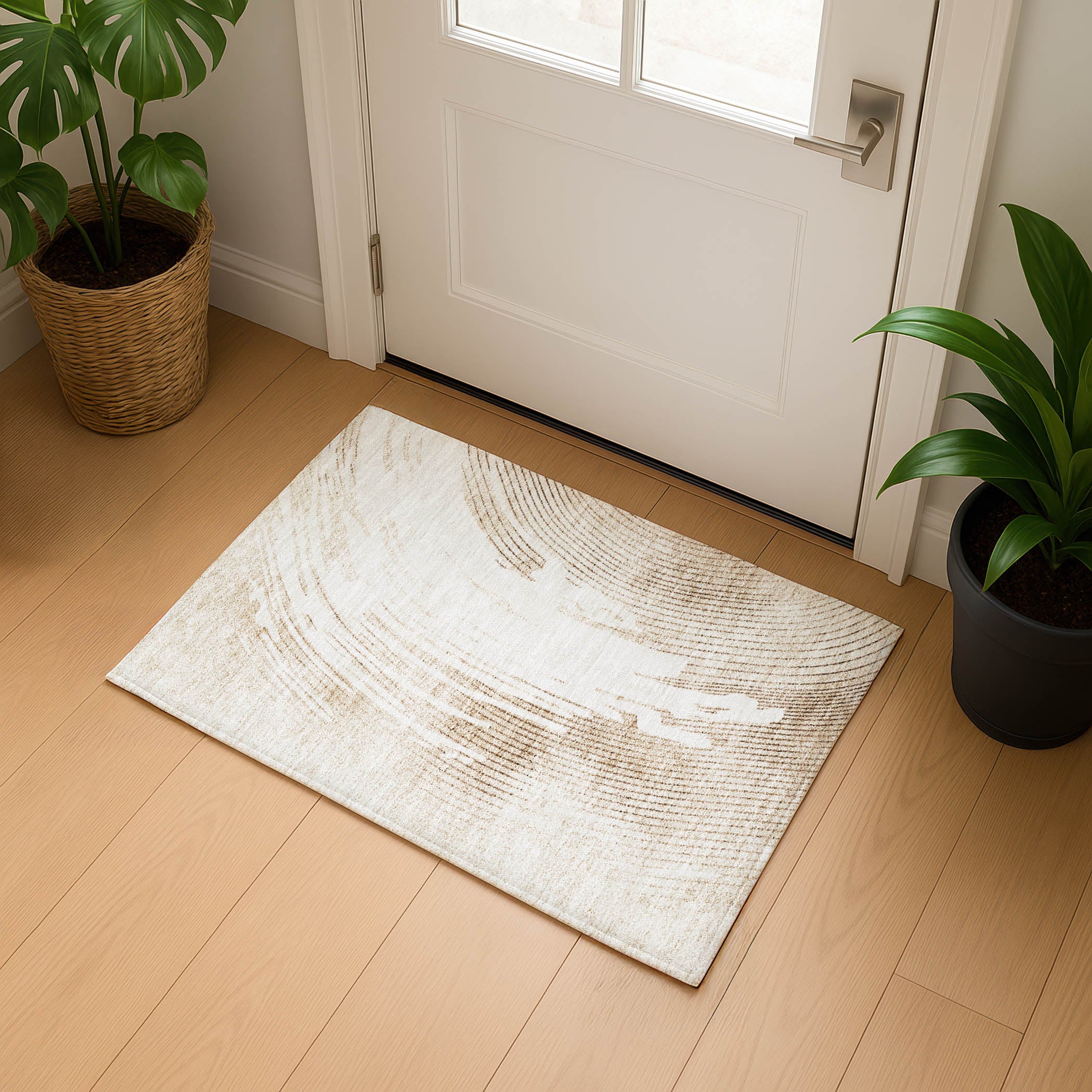 Dublin Machine Washable Transitional Brown Rug 1'8" x 2'6" #shape_Rectangle