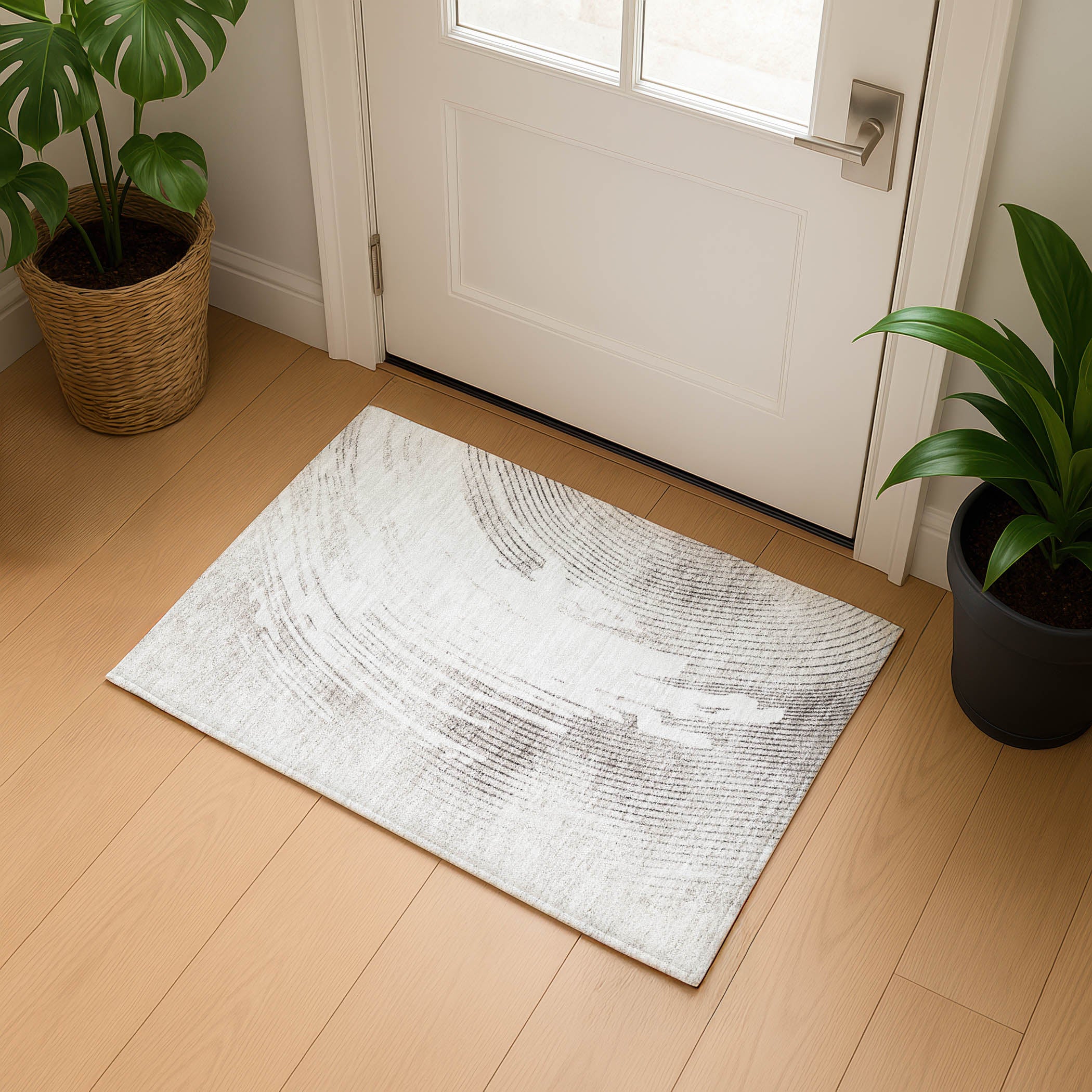Dublin Machine Washable Transitional Ivory Rug 1'8" x 2'6" #shape_Rectangle