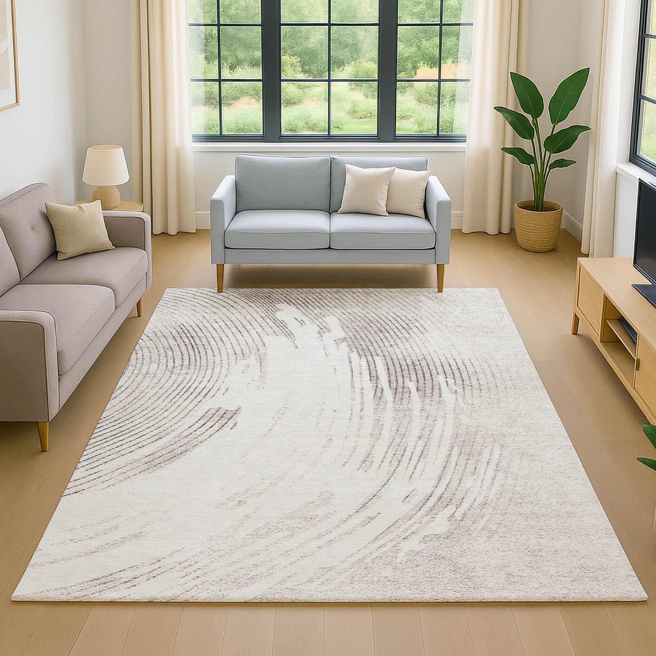Dublin Machine Washable Transitional Ivory Rug 2'6" x 3'10" #shape_Rectangle