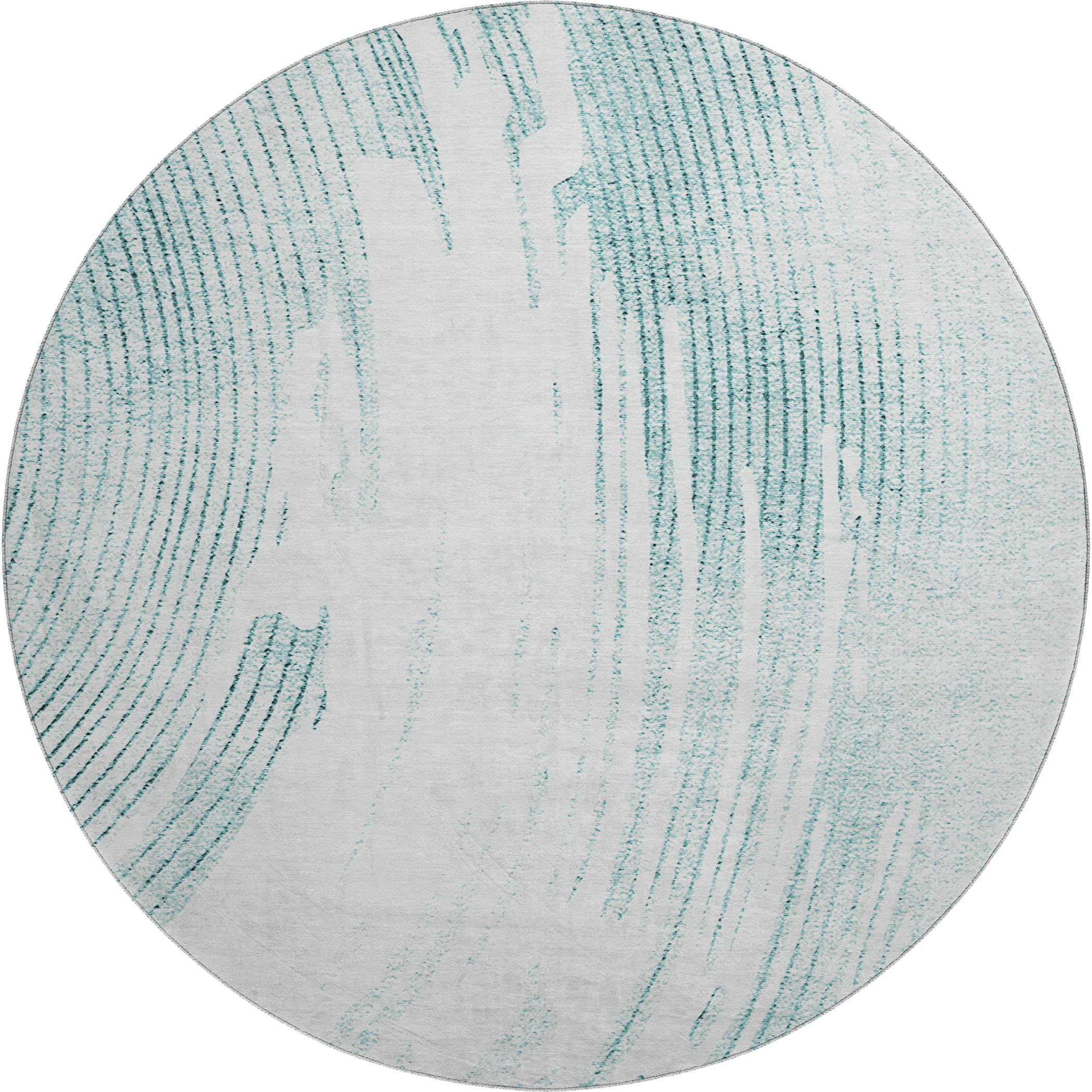 Dublin Machine Washable Transitional Teal Rug 8' x 8' #shape_Round