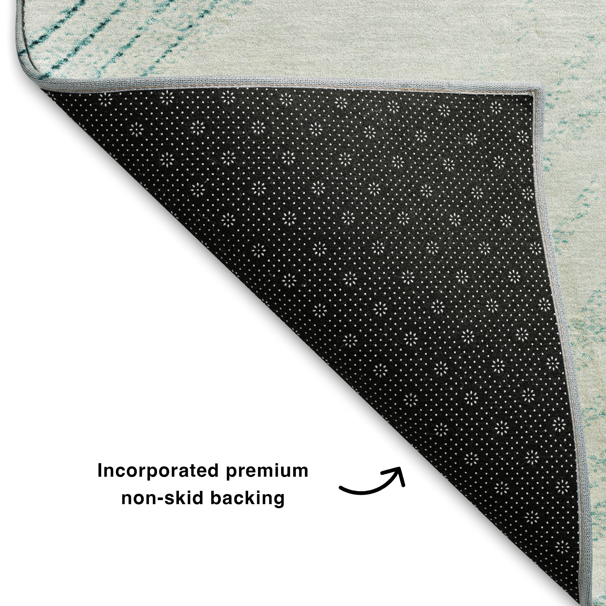Dublin Machine Washable Transitional Teal Rug 1'8" x 2'6" #shape_Rectangle