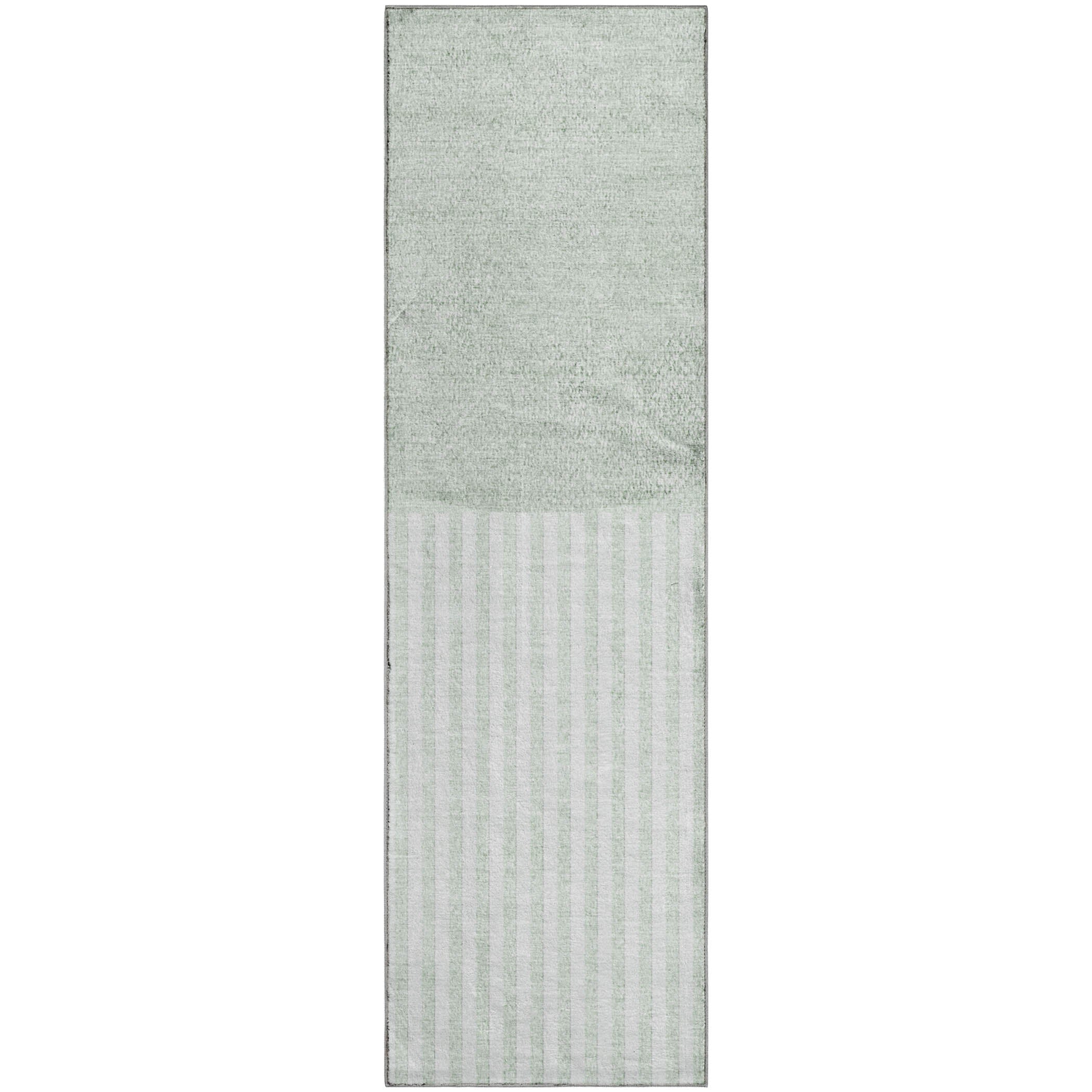 Sintra Machine Washable Transitional Green Rug 2'3" x 7'6" #shape_Runner
